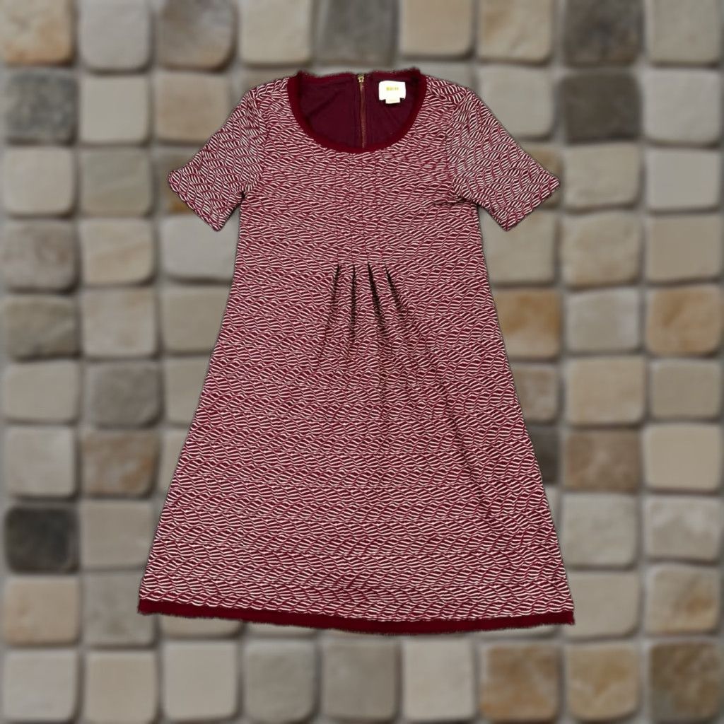 Vintage Maeve Dress Womens XS Red Knit Blouson Short Sleeve Striped A-Line Casual Size XS / US 0-2 / IT 36-38 - 1 Thumbnail