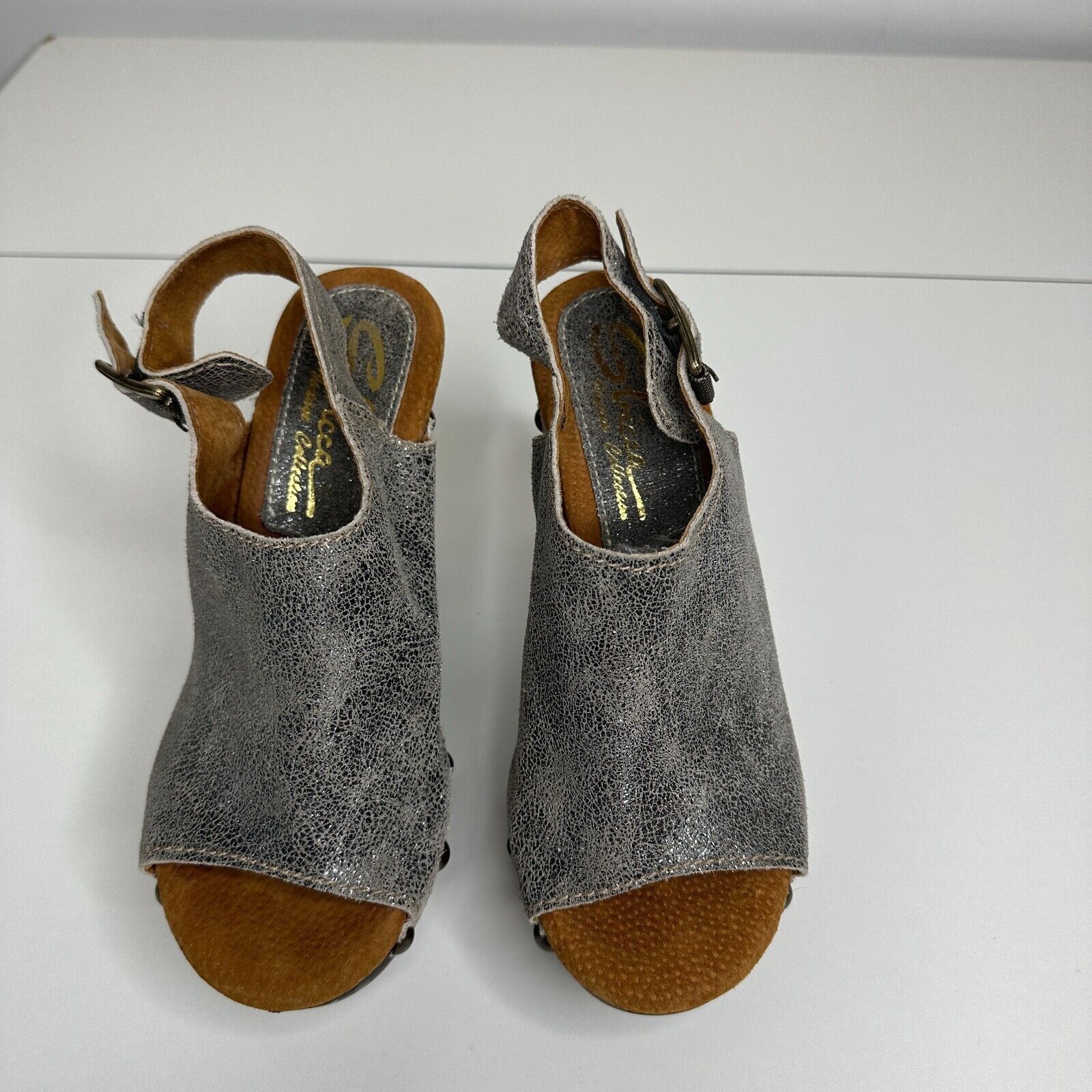 Other Sbicca Silver Leather Clunky Vintage Collection Open Toe 7 Size US 7 / IT 37 - 3 Thumbnail
