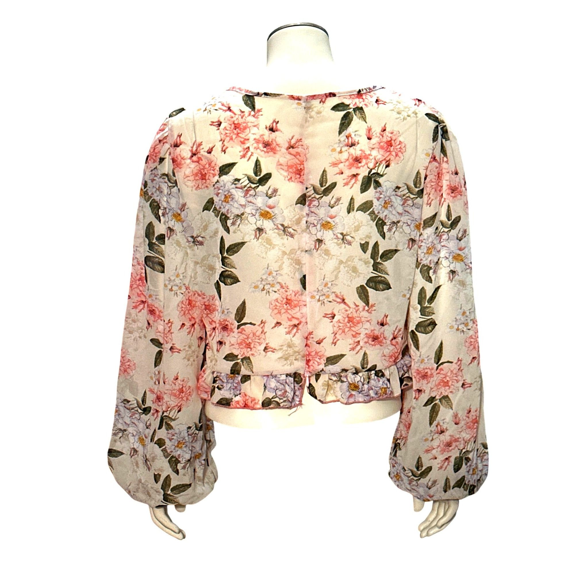 Other CCC Floral Wrap Blouse Extra Large Crop Top Long Sleeve Shee Size XL / US 12-14 / IT 48-50 - 3 Thumbnail