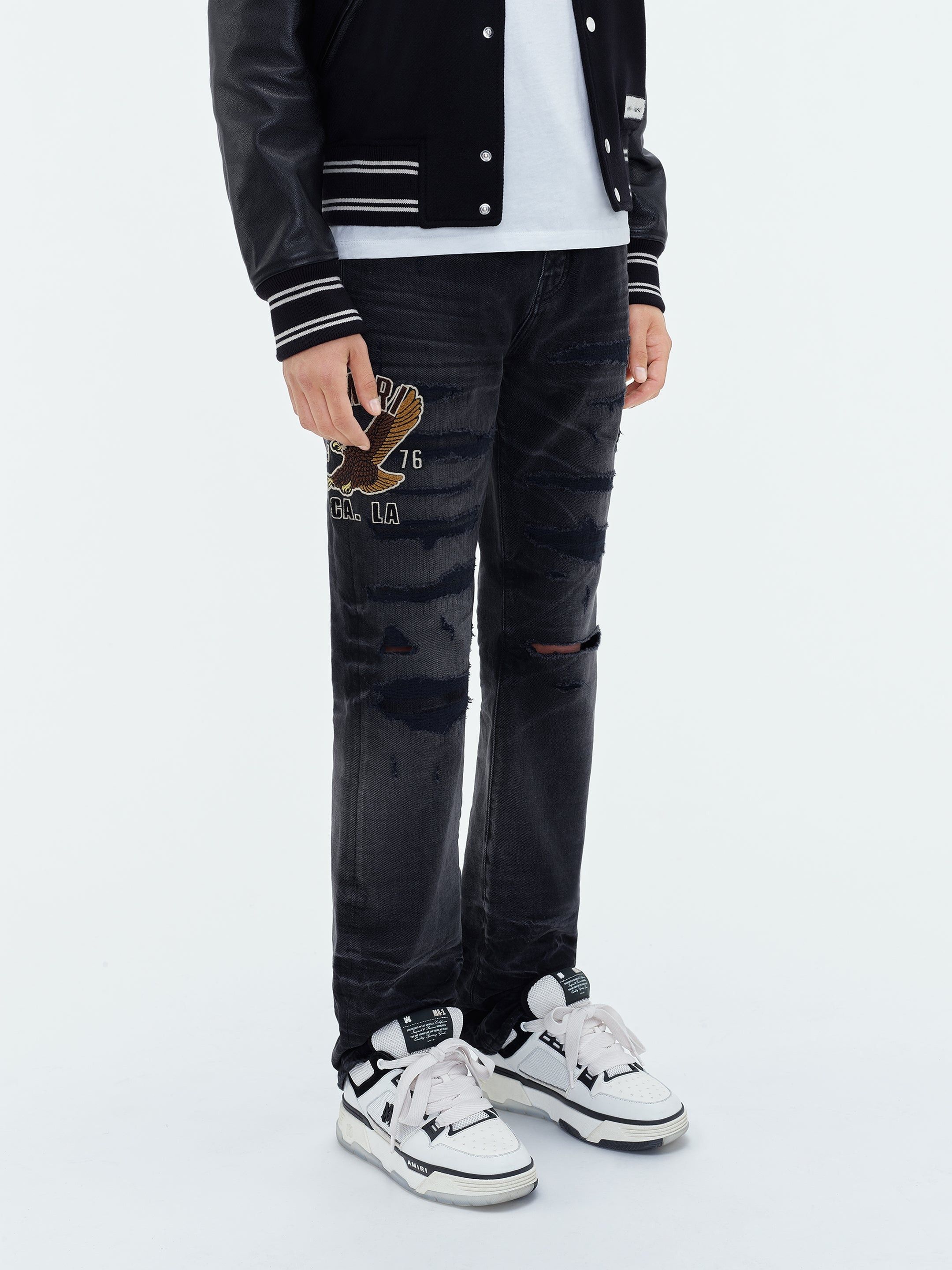 Amiri oc11z0225 Varsity Straight Jeans in Black Size US 30 / EU 46 - 3 Thumbnail