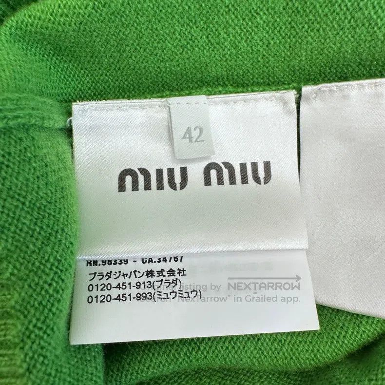 Miu Miu Miu Miu 42 Green embroidered logo knit cardigan Size L / US 10 / IT 46 - 5 Thumbnail