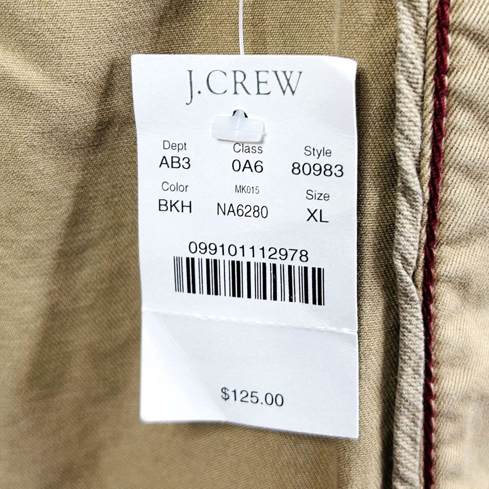 J.Crew NWT J.CREW XL Beige 100% Cotton Chino Sport Coat Three-Button Single-Vented Notch Lapel Men’s/Adult Regular Fit Jacket Coat Wool Free Size US XL / EU 56 / 4 - 4 Thumbnail