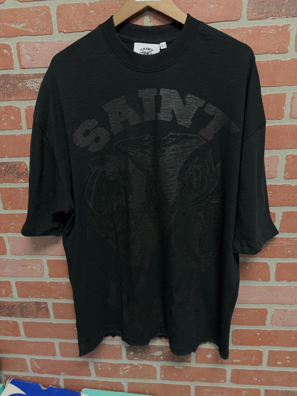 Saint Vanity Saint Vanity Monochromatic Tee Shirt Black Size L (NEW) Size US L / EU 52-54 / 3 - 3 Thumbnail