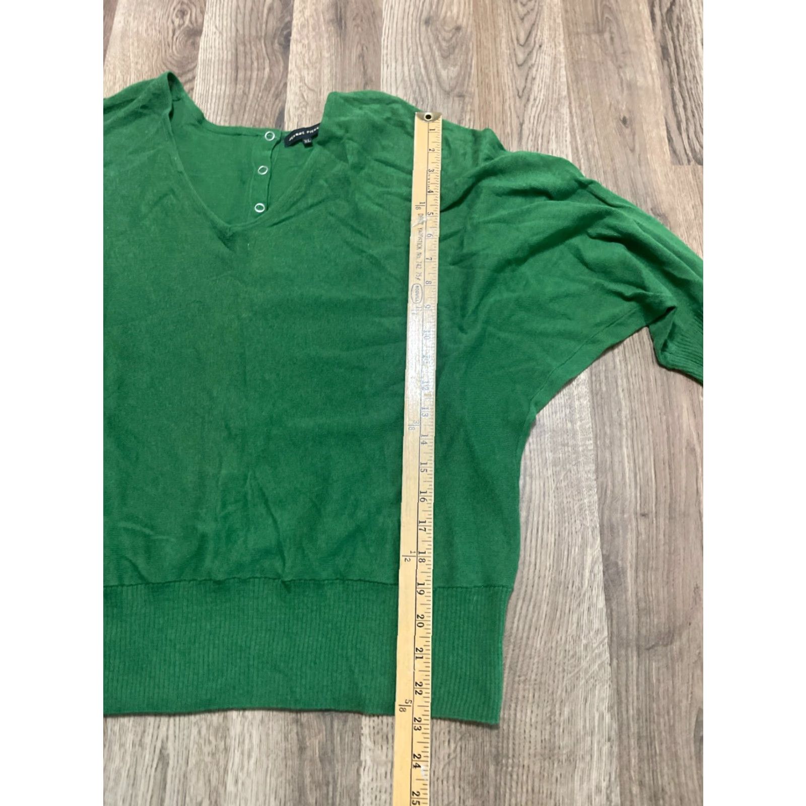 Vintage Jeanne Pierre Shirt Womens XL Green 3/4 Sleeve V-neck Casual Modern Basic T-Shirt Size XL / US 12-14 / IT 48-50 - 7 Thumbnail