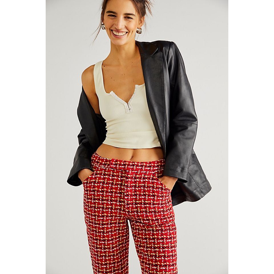 Free People New Free People Anna Sui Neo Mid-Rise Pants $504 SIZE 2 Red Size 26" / US 2 / IT 38 - 2 Thumbnail