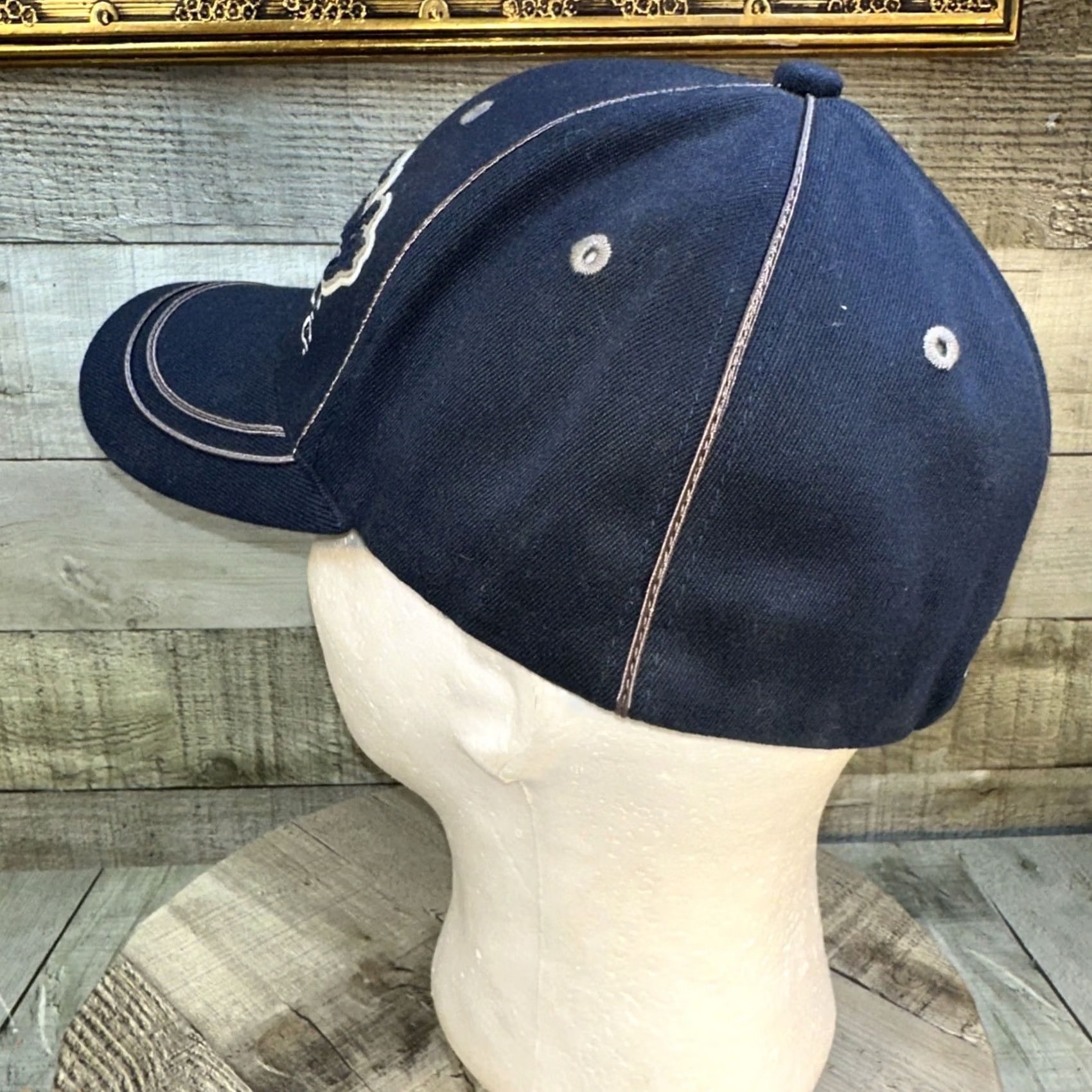 Vintage VINTAGE Bio-Domes Headgear Cap Hat Baseball Blue Flex Fit Stretch Med/Large Unisex Adults Men Women Biker OC Choppers Stritch Stitch Size ONE SIZE - 7 Thumbnail