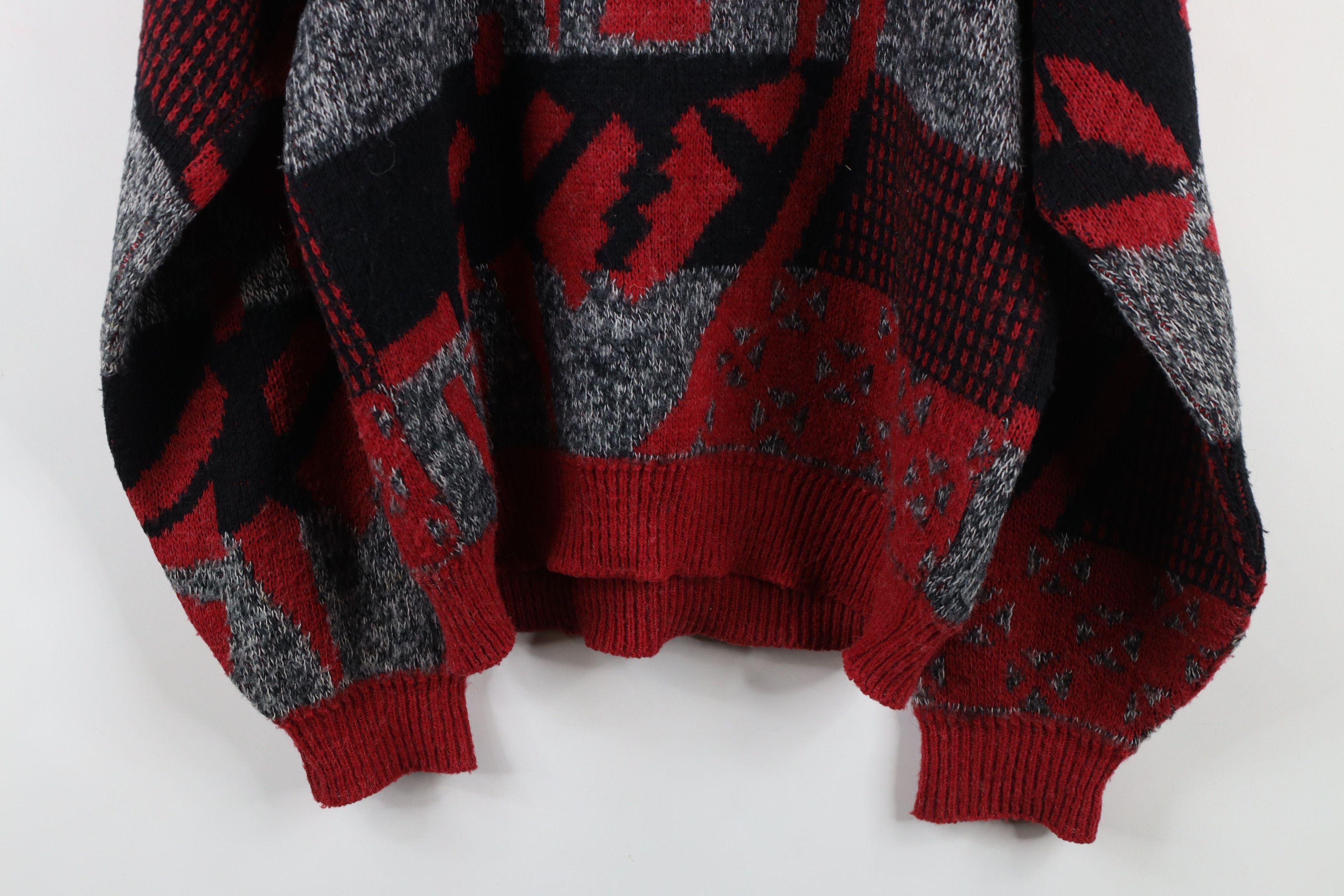 Vintage Vintage 90s Streetwear Blend Abstract Checkered Knit Sweater Size L / US 10 / IT 46 - 11 Thumbnail