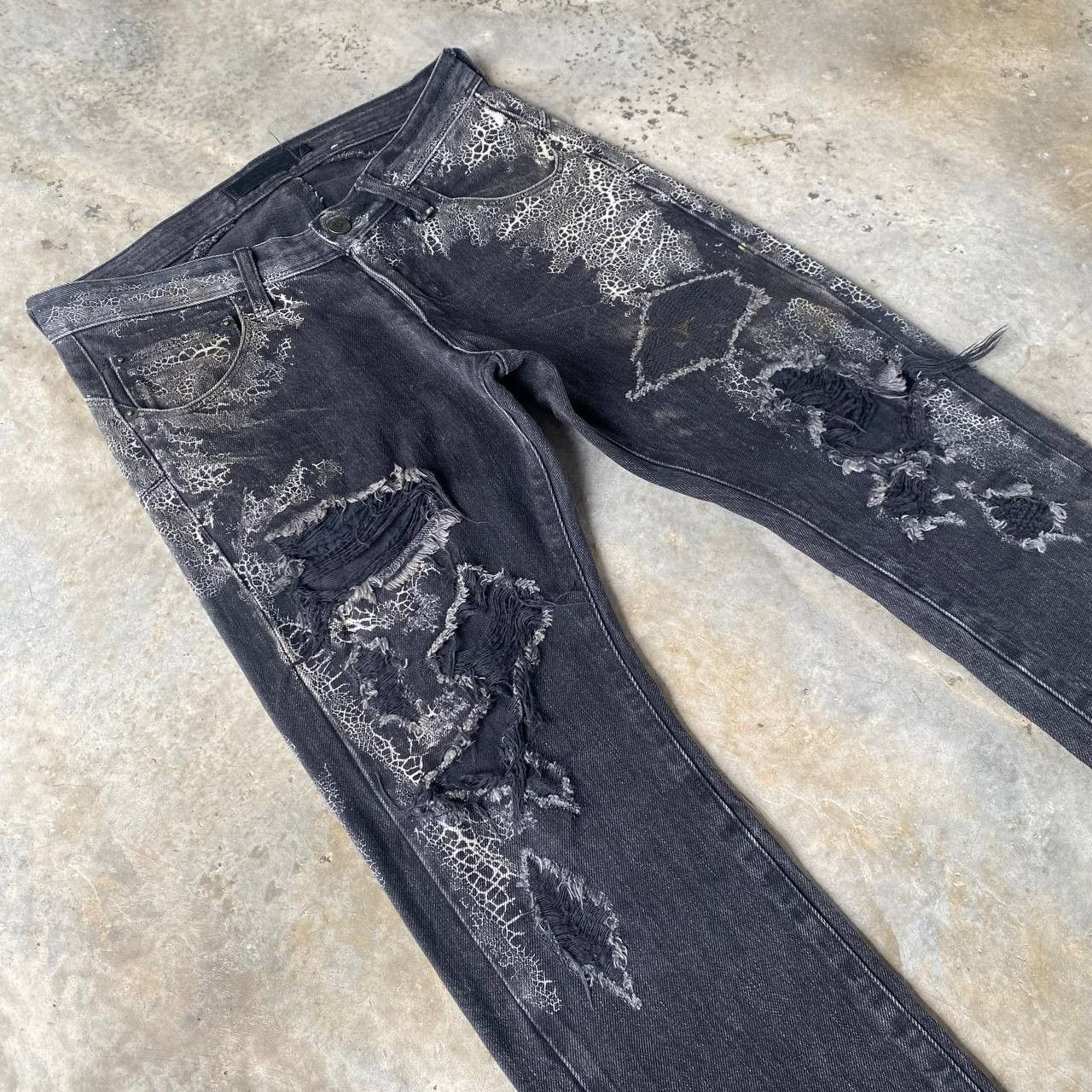 JACKROSE Rare Jackrose Luv Maison Python+Spider Web Distressed Denim Size US 28 / EU 44 - 5 Thumbnail