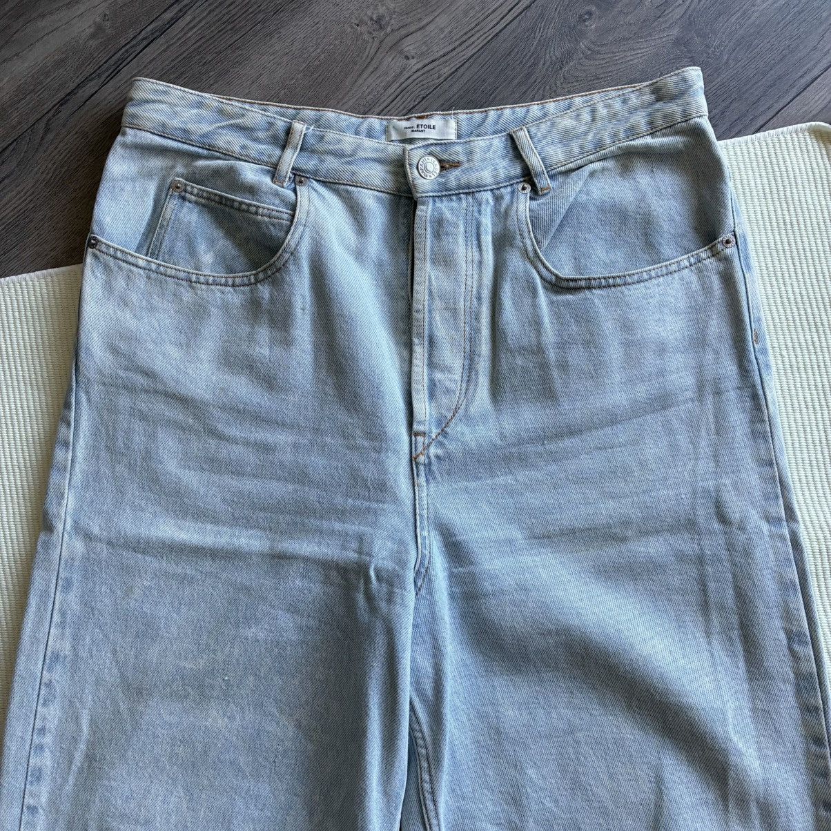 Isabel Marant Etoile Isabel Marant High-Waisted Wide Leg Light Blue Washed Jeans Size 34" / US 12 / IT 48 - 3 Thumbnail