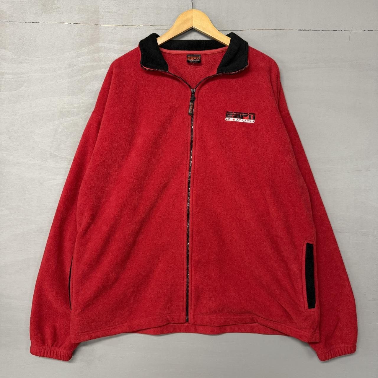 Vintage Vintage ESPN The Magazine Red Zip Up Fleece Jacket XL Size US XL / EU 56 / 4 - 1 Thumbnail