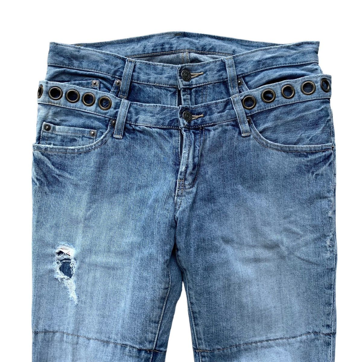 PPFM Rare PPFM Japanese Double Waist Studded Punk Denim Jeans Size US 31 - 2 Thumbnail