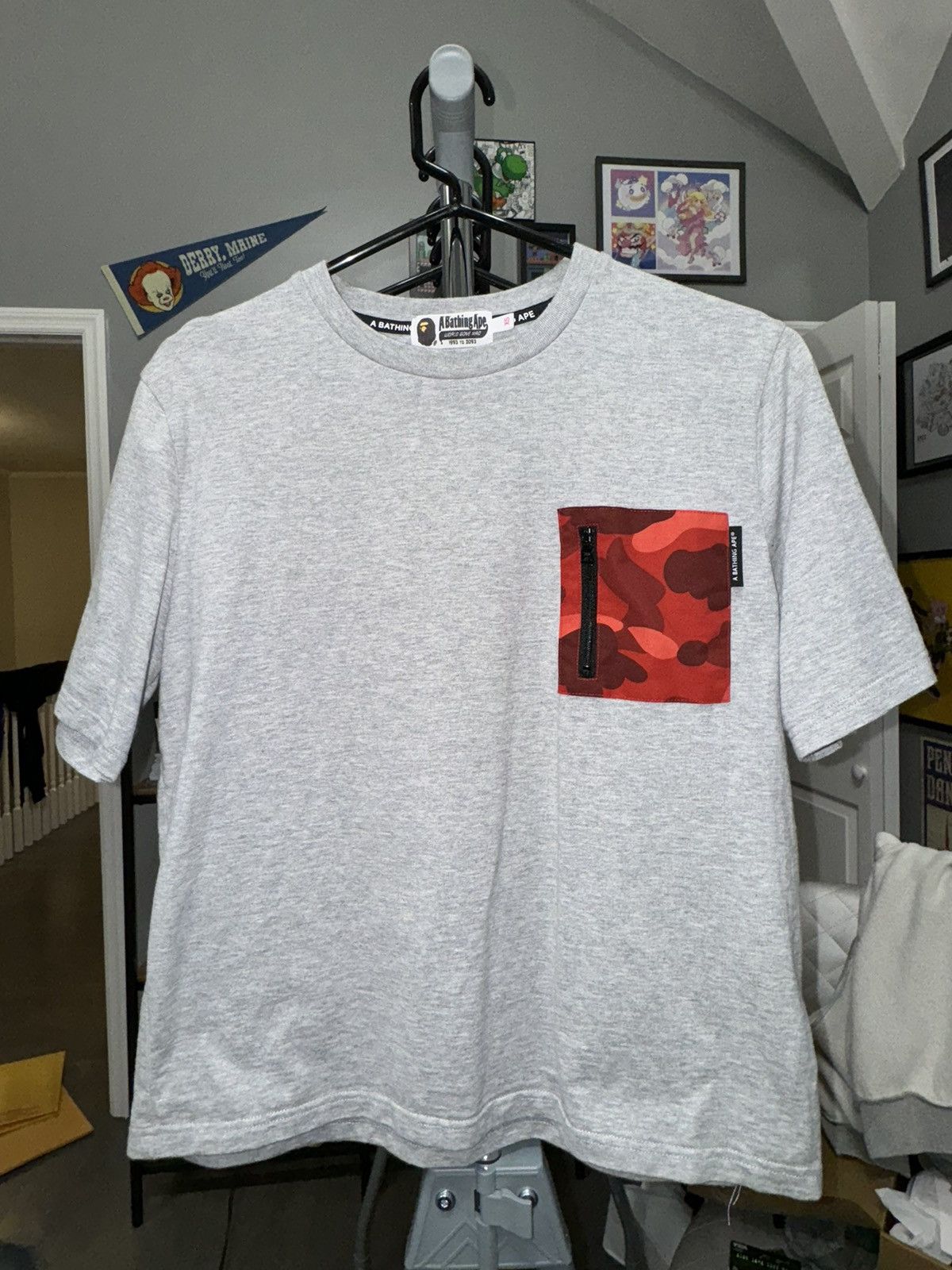 image of Bape Color Camo Pocket Tee in Grey, Women's (Size XS)