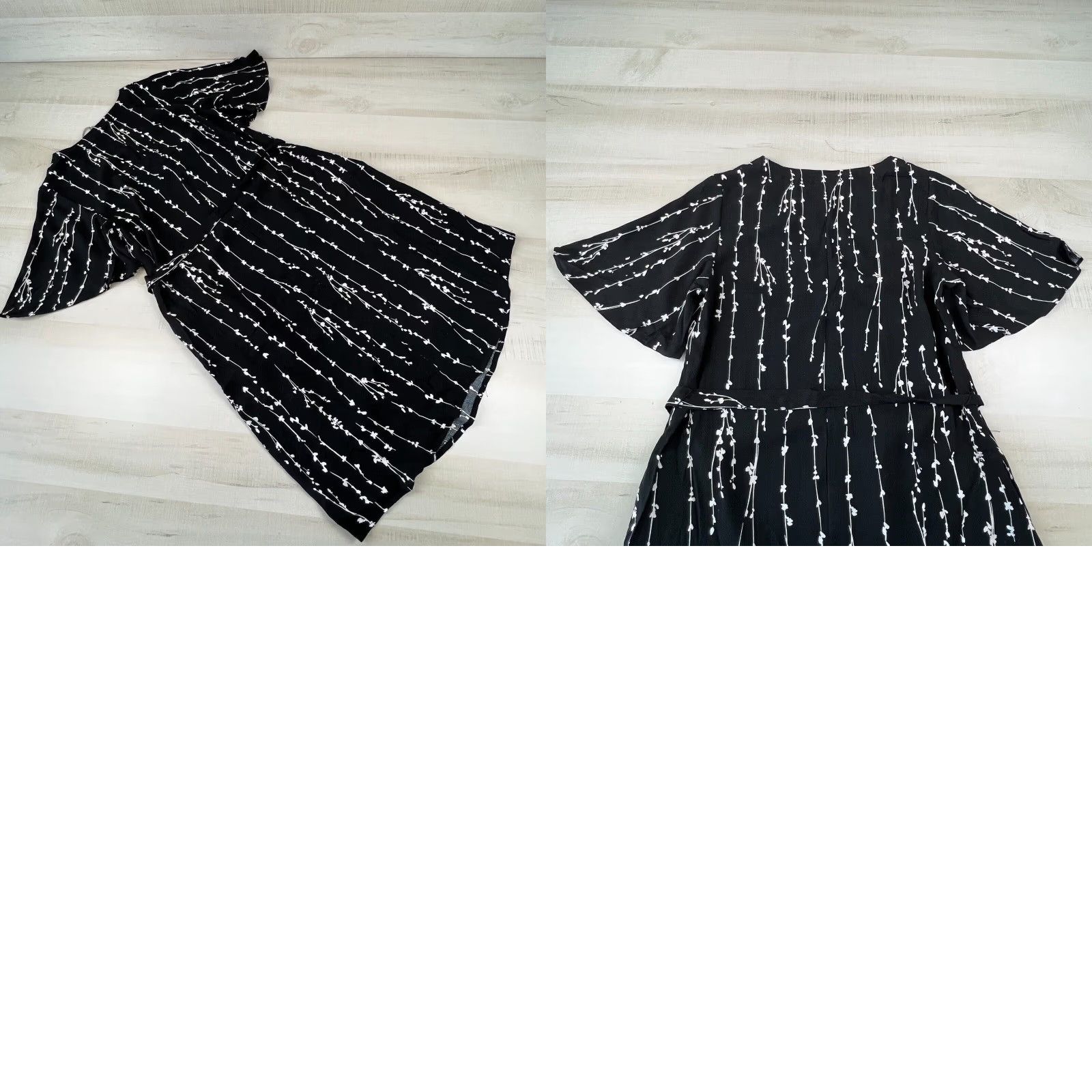 Vintage A New Day Womens Fit & Flare Knee Length Dress XS Black Short Sleeve V Neck Belted Rayon Size 26" / US 2 / IT 38 - 8 Thumbnail