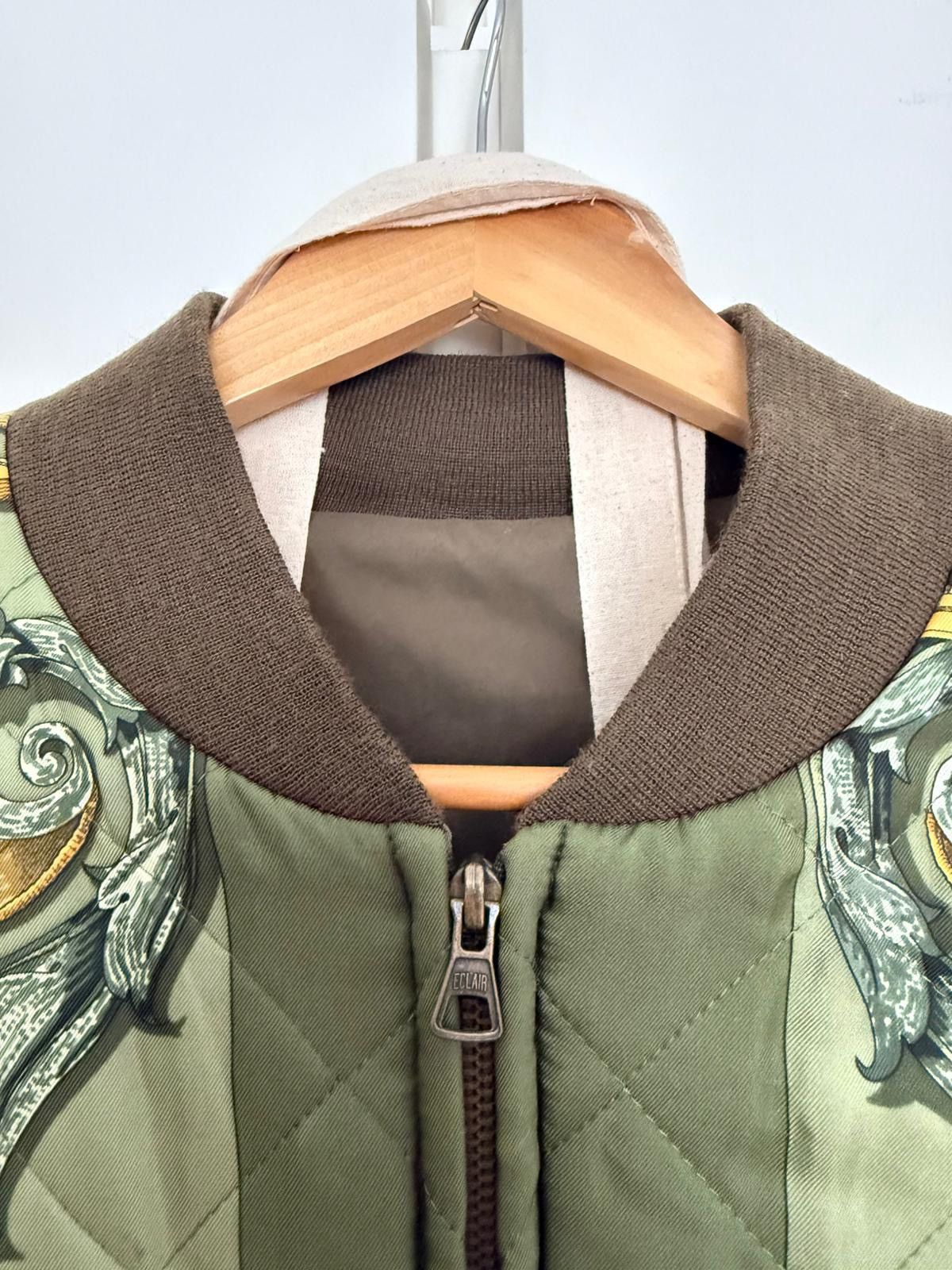 Hermes Vintage Hermes 80s Green Silk Reversible Bomber Jacket Size US M / EU 48-50 / 2 - 3 Thumbnail