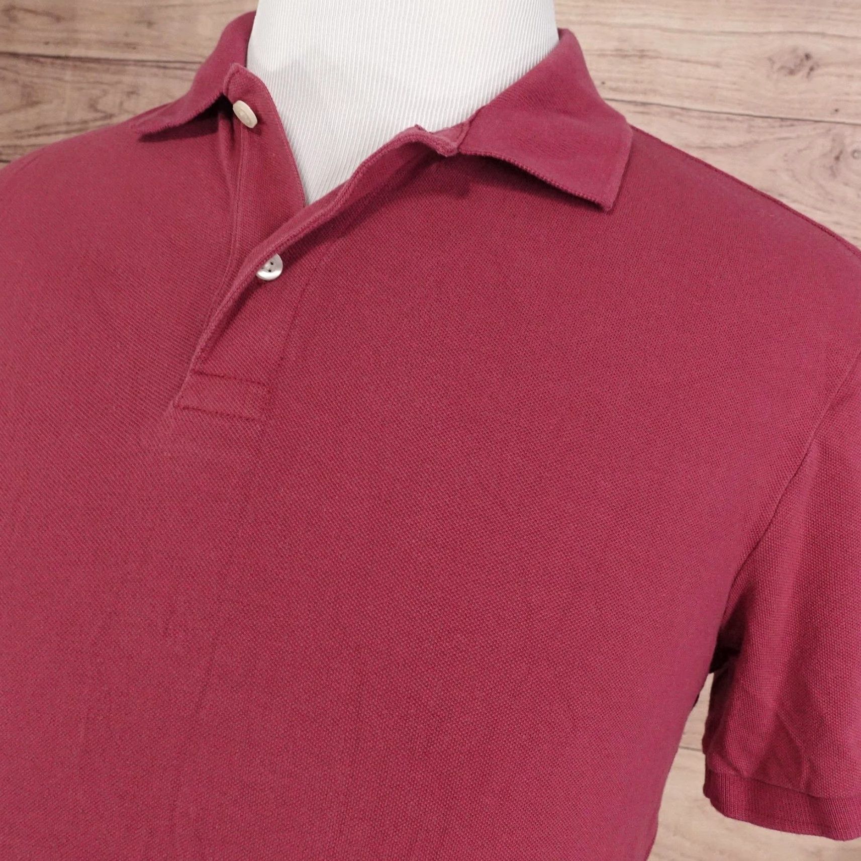 Gap GAP Polo Shirt Mens M Burgundy Stretch Pique Short Sleeve Casual Collared Adult Medium Burgundy - 98% Cotton, 2% Spandex Mens Size US M / EU 48-50 / 2 - 2 Thumbnail