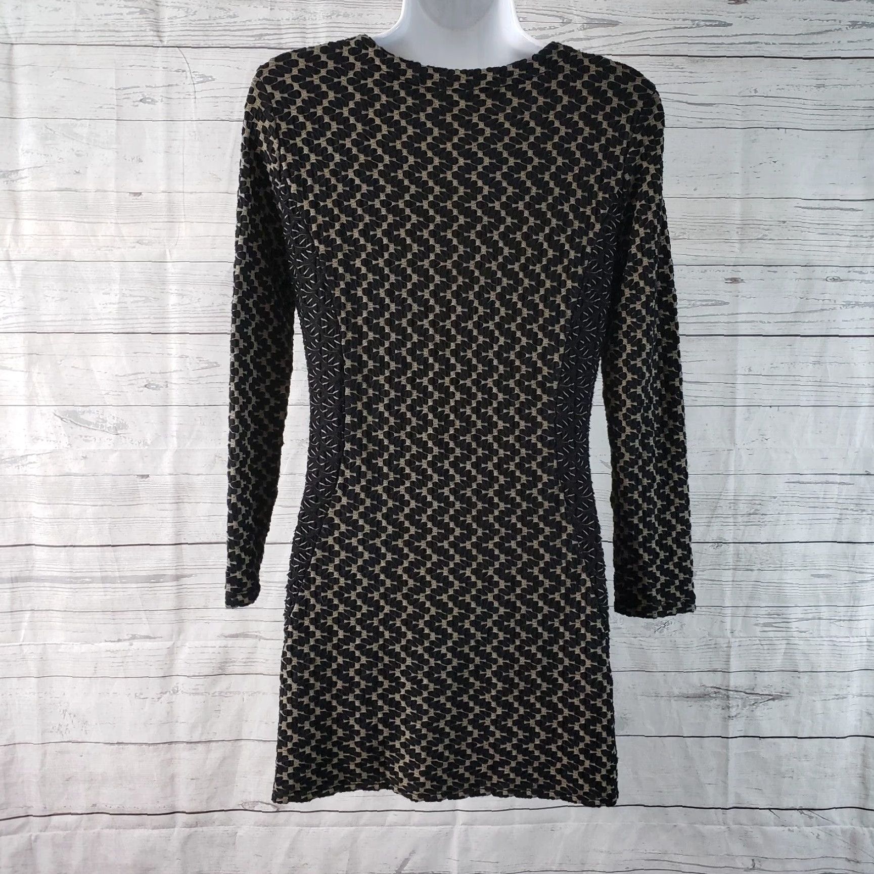 Vintage Tianello Womens Peyton Tunic XS Black Tan Textured 3/4 Sleeve Blouse Womens Tunic XS Black Tan Textured 3/4 Sleeve Size XS / US 0-2 / IT 36-38 - 4 Thumbnail