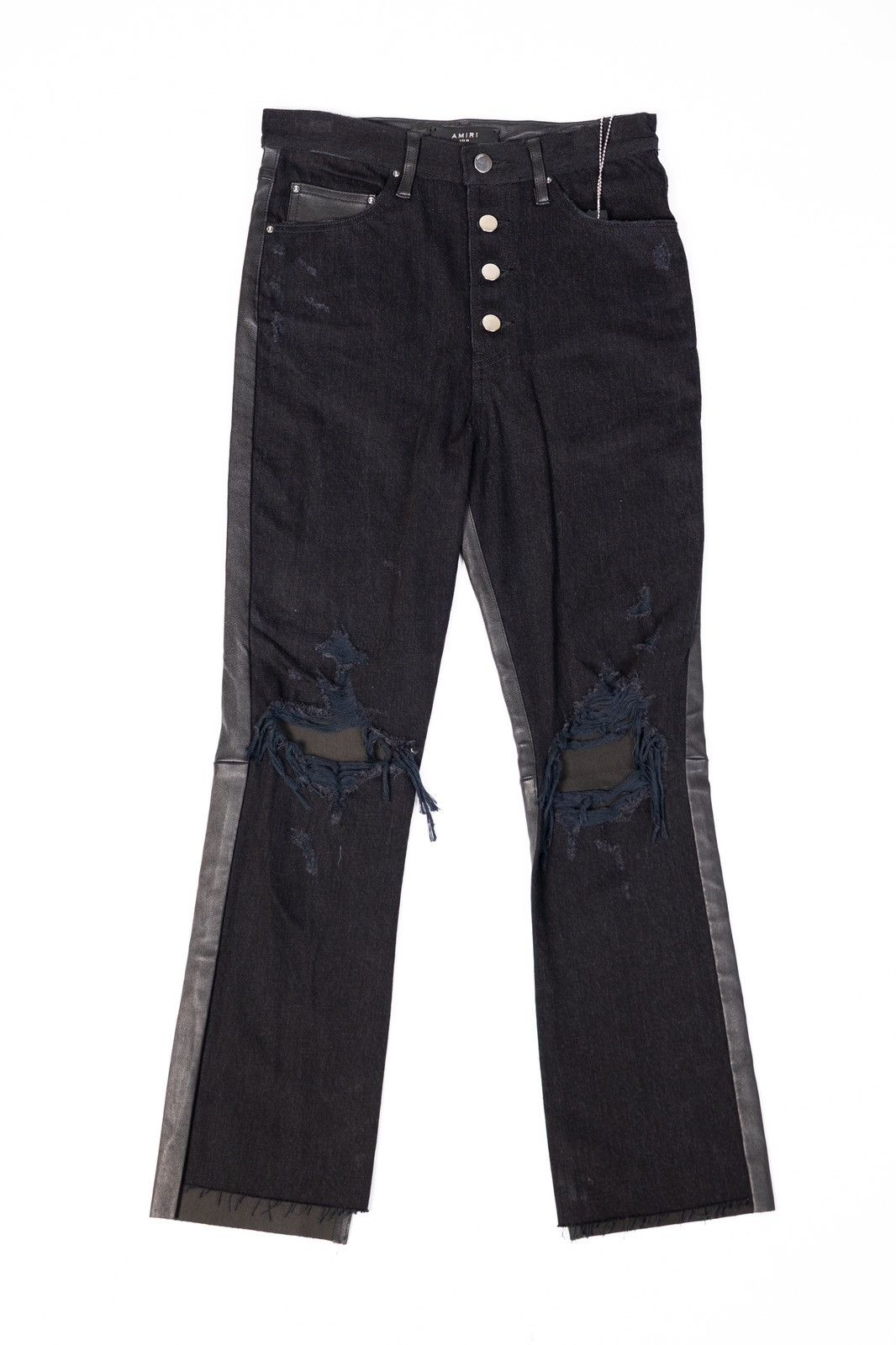Amiri Amiri Leather & Denim Cropped Flare Pants Size US 26 / EU 42 - 1 Thumbnail