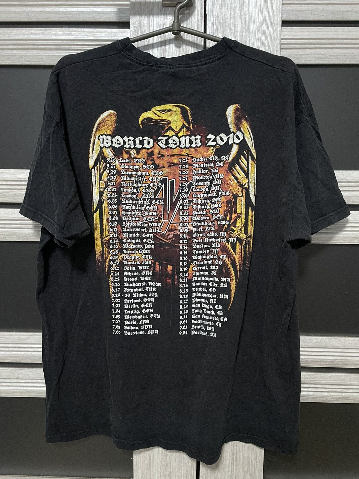 Band Tees × Slayer × Vintage Slayer World Tour 2010 Tee Vintage Rock Metal T-Shirt Size US XL / EU 56 / 4 - 2 Thumbnail