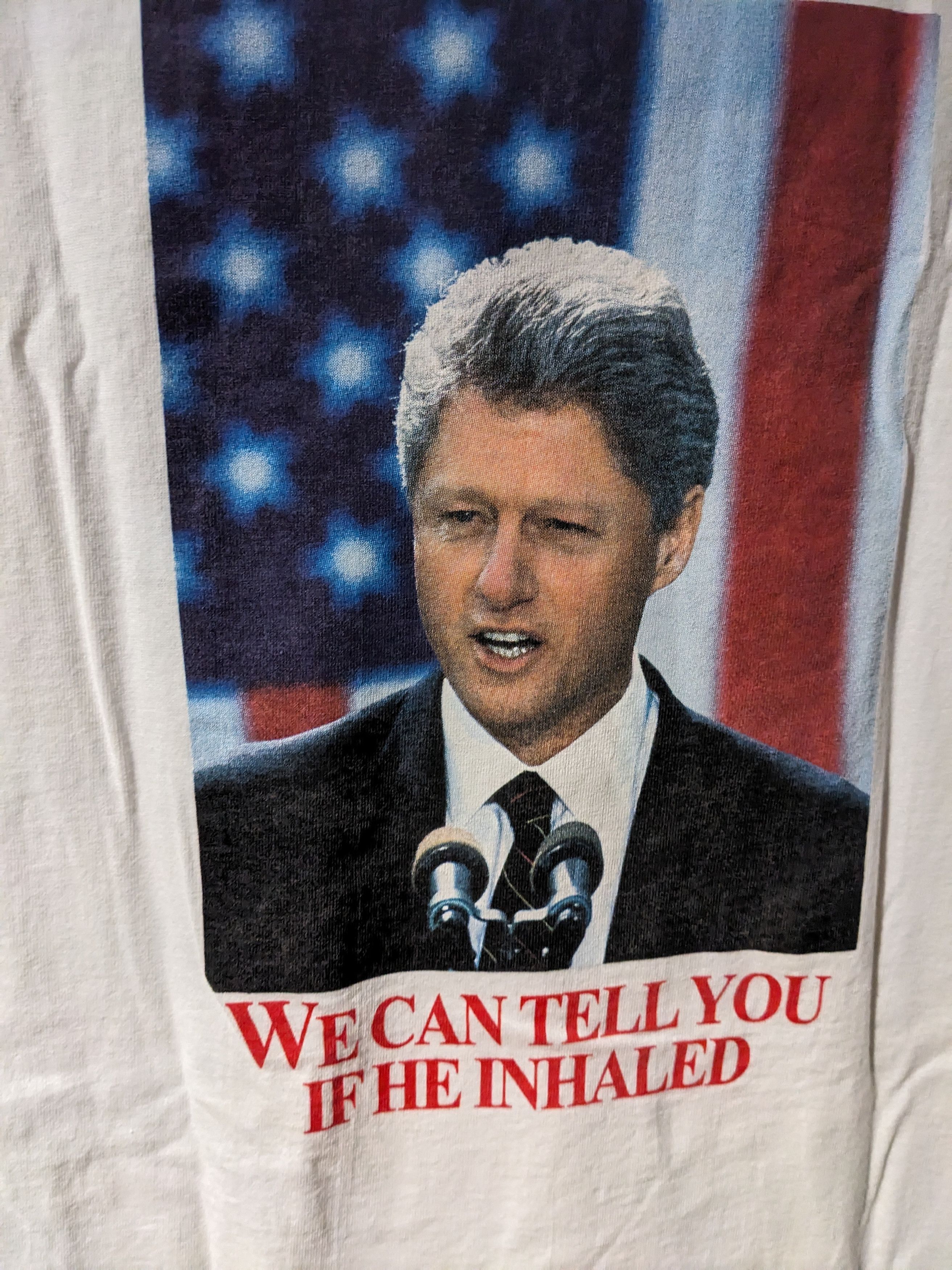 Hanes × Vintage Vintage 90s Bill Clinton Drug Check Politics On Site T-Shirt Size US XL / EU 56 / 4 - 2 Thumbnail