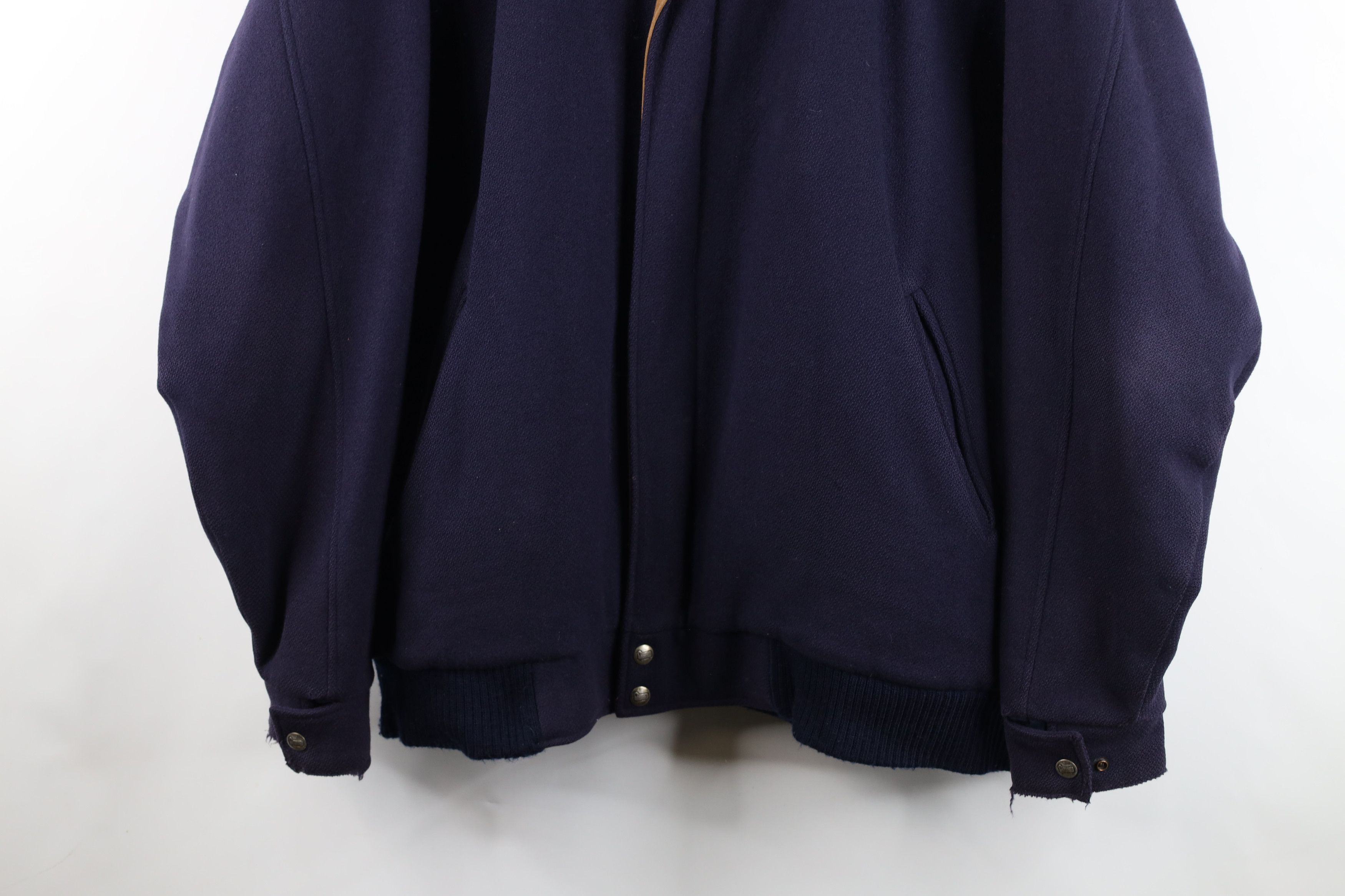 Woolrich Woolen Mills Vintage 90s Woolrich Full Zip Bomber Jacket Navy Blue USA Size US XL / EU 56 / 4 - 3 Thumbnail