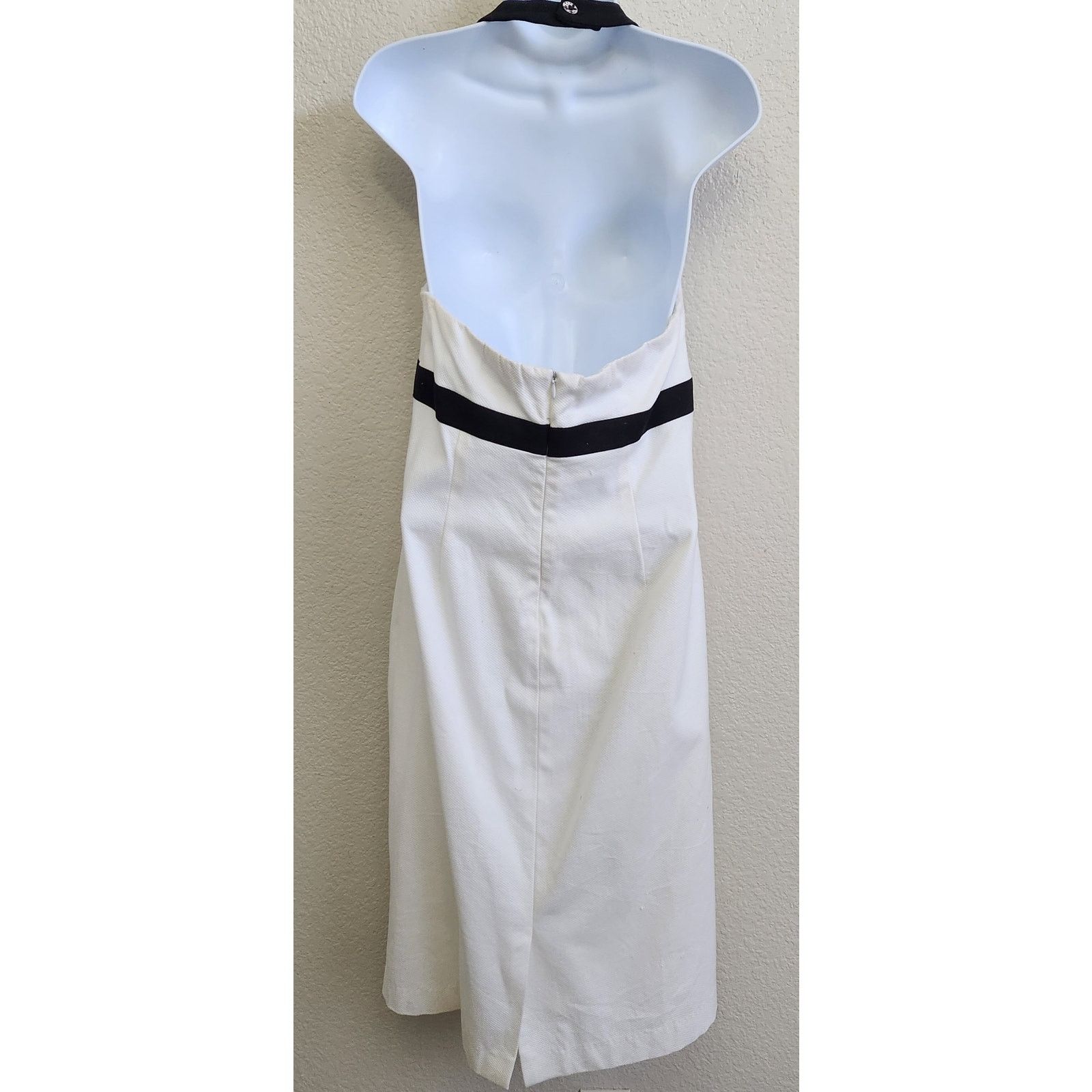 Other Options By Shani White Black Trim Halter Midi Dress 12 Size XL / US 12-14 / IT 48-50 - 3 Thumbnail