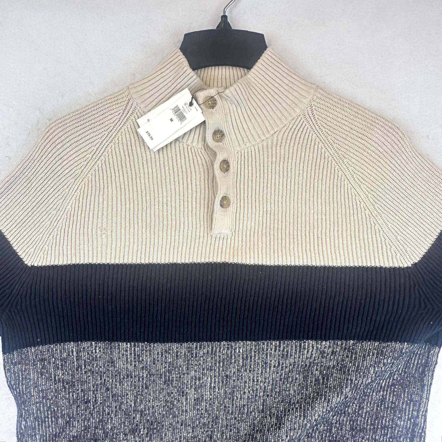 Banana Republic Banana Republic Sweater Mens Medium Colorblock Mock Neck Rib Knit 1 Snag Geometric Multicolor Knit 90s? Size US M / EU 48-50 / 2 - 2 Thumbnail