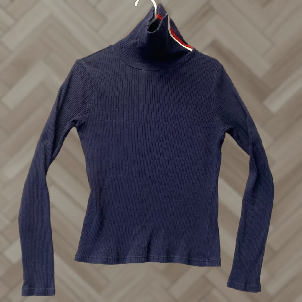 Tommy Hilfiger TOMMY HILFIGER High Neck Pullover Sweater Long Sleeve Adult Large Blue Womens Size L / US 10 / IT 46 - 1 Thumbnail