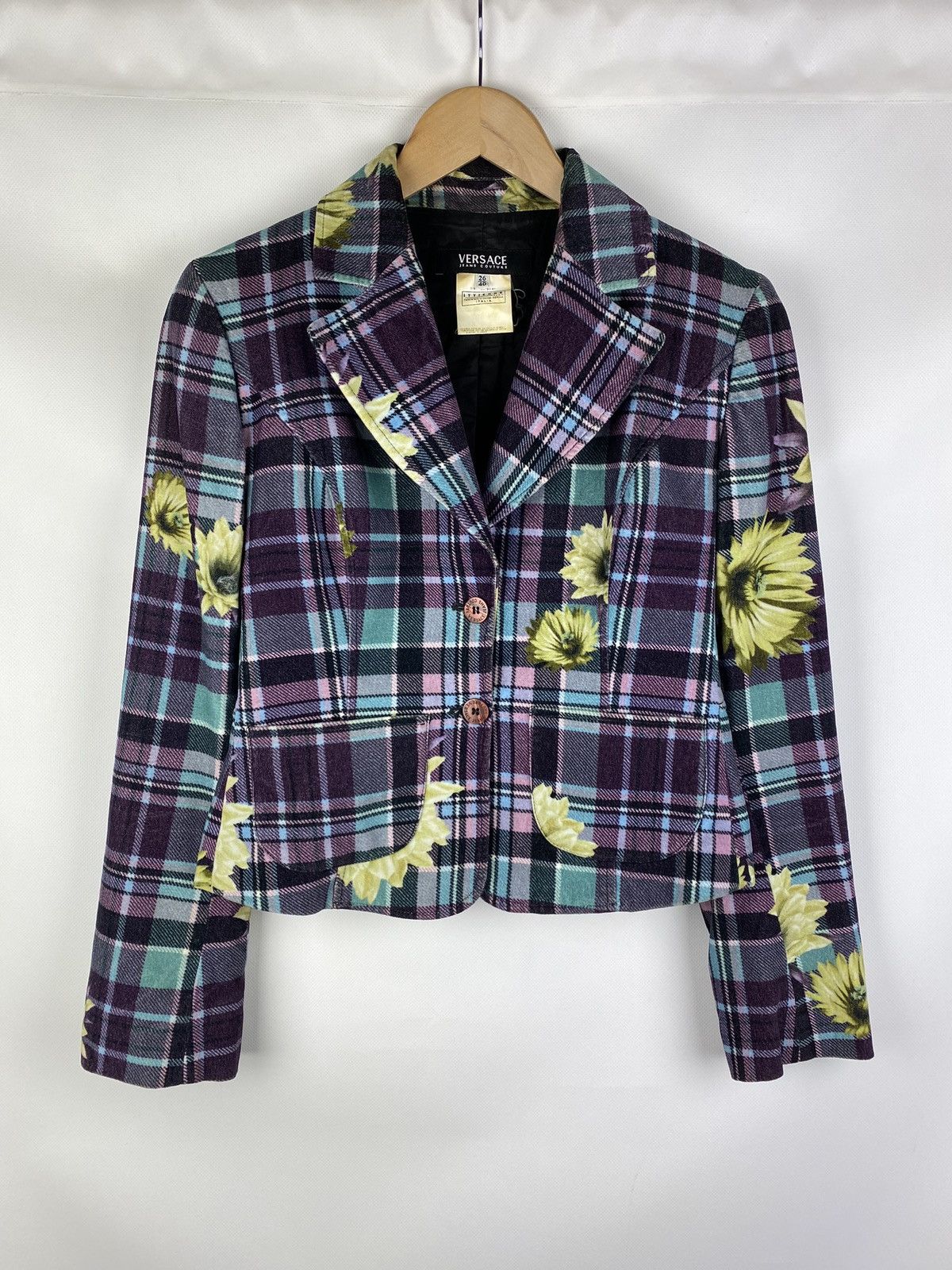 Versace Jeans Couture × Vintage Versace Jeans Couture floral pattern checked blazer jacket Size S / US 4 / IT 40 - 1 Thumbnail