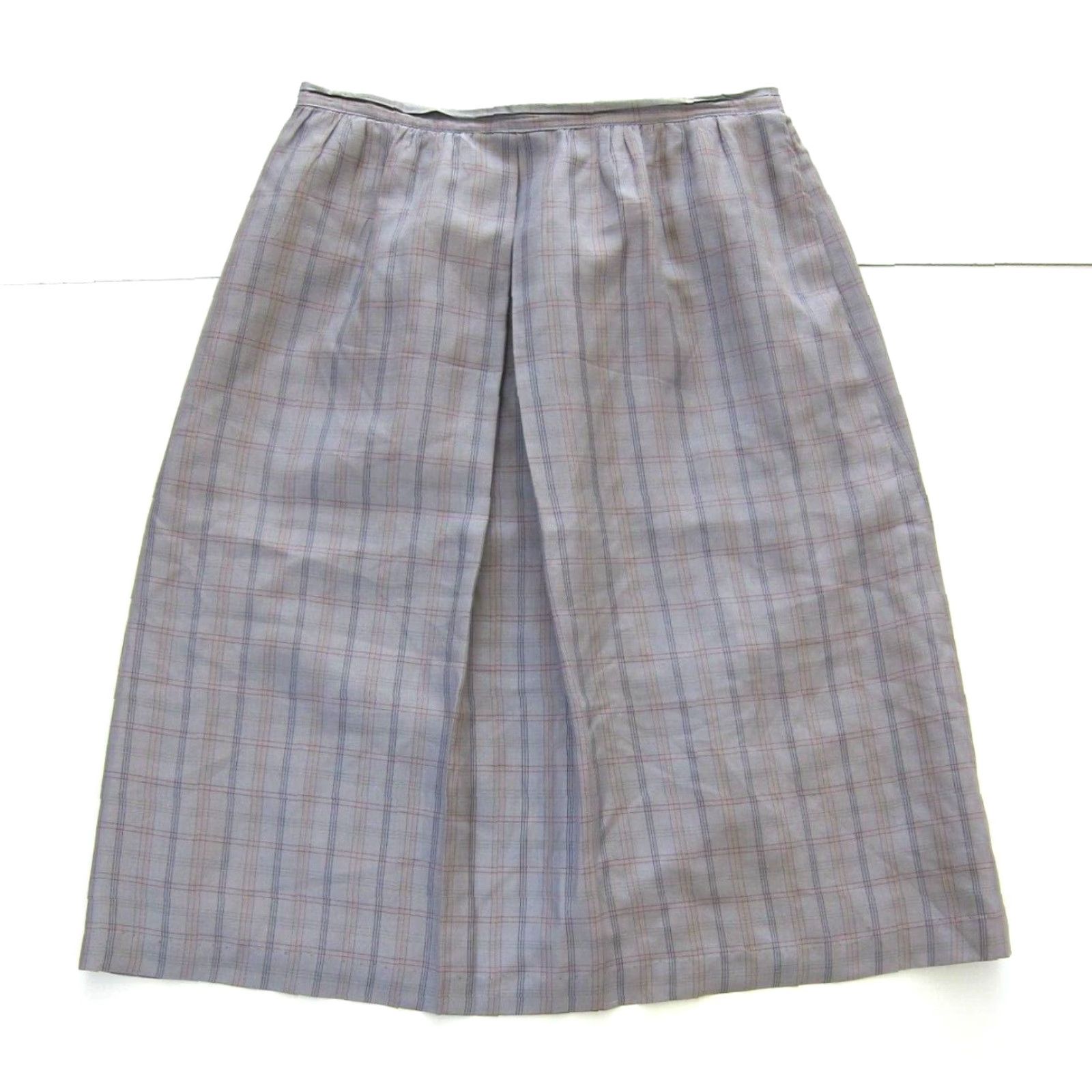 Jones New York VINTAGE Jones New York 100% Silk Grey Yellow Plaid Pocket Midi Maxi Skirt XS Size 26" / US 2 / IT 38 - 2 Thumbnail