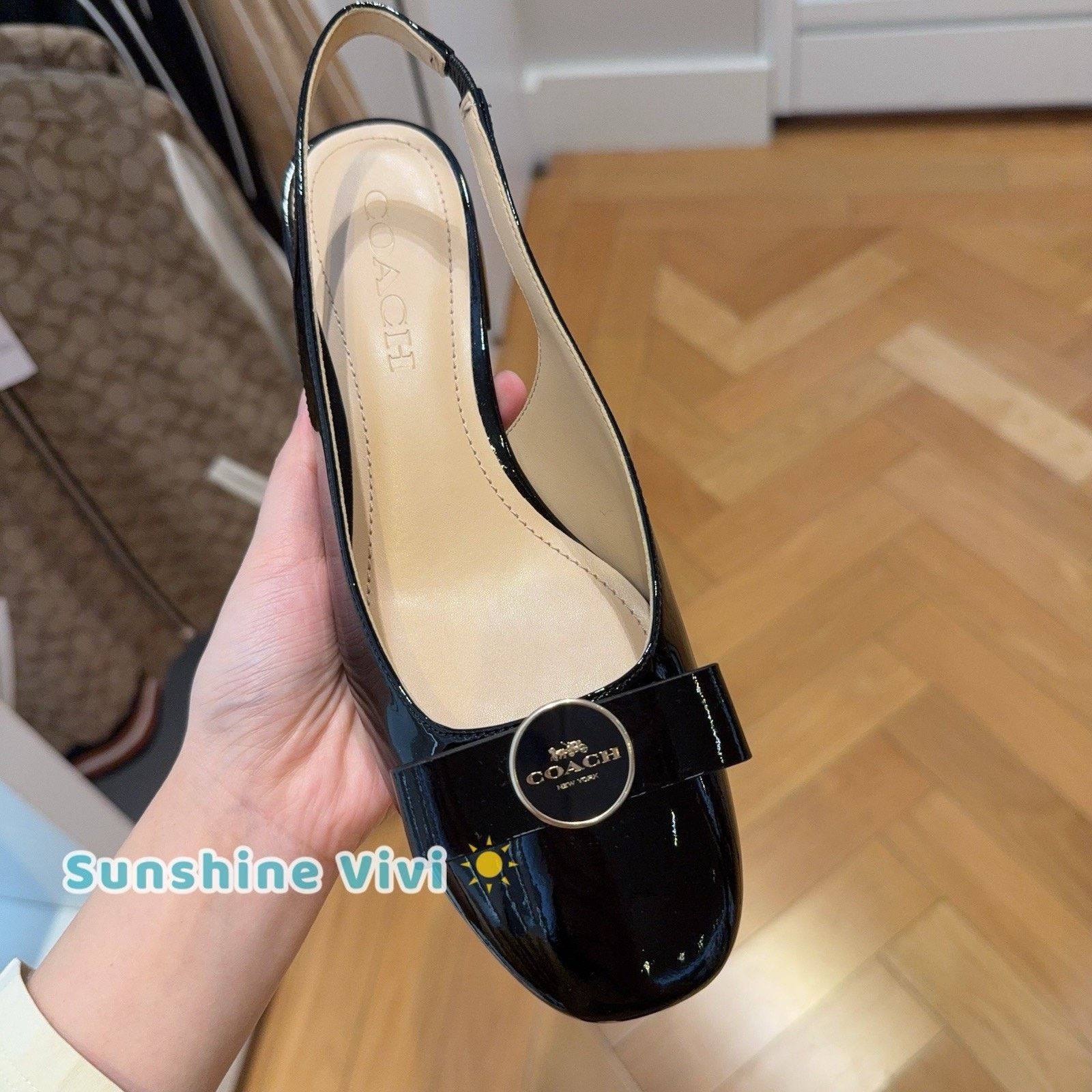 Coach NEW Coach Plaque Ballet Pump Shoes Woman Black CBN25 US6.5 Size US 6.5 / IT 36.5 - 2 Thumbnail