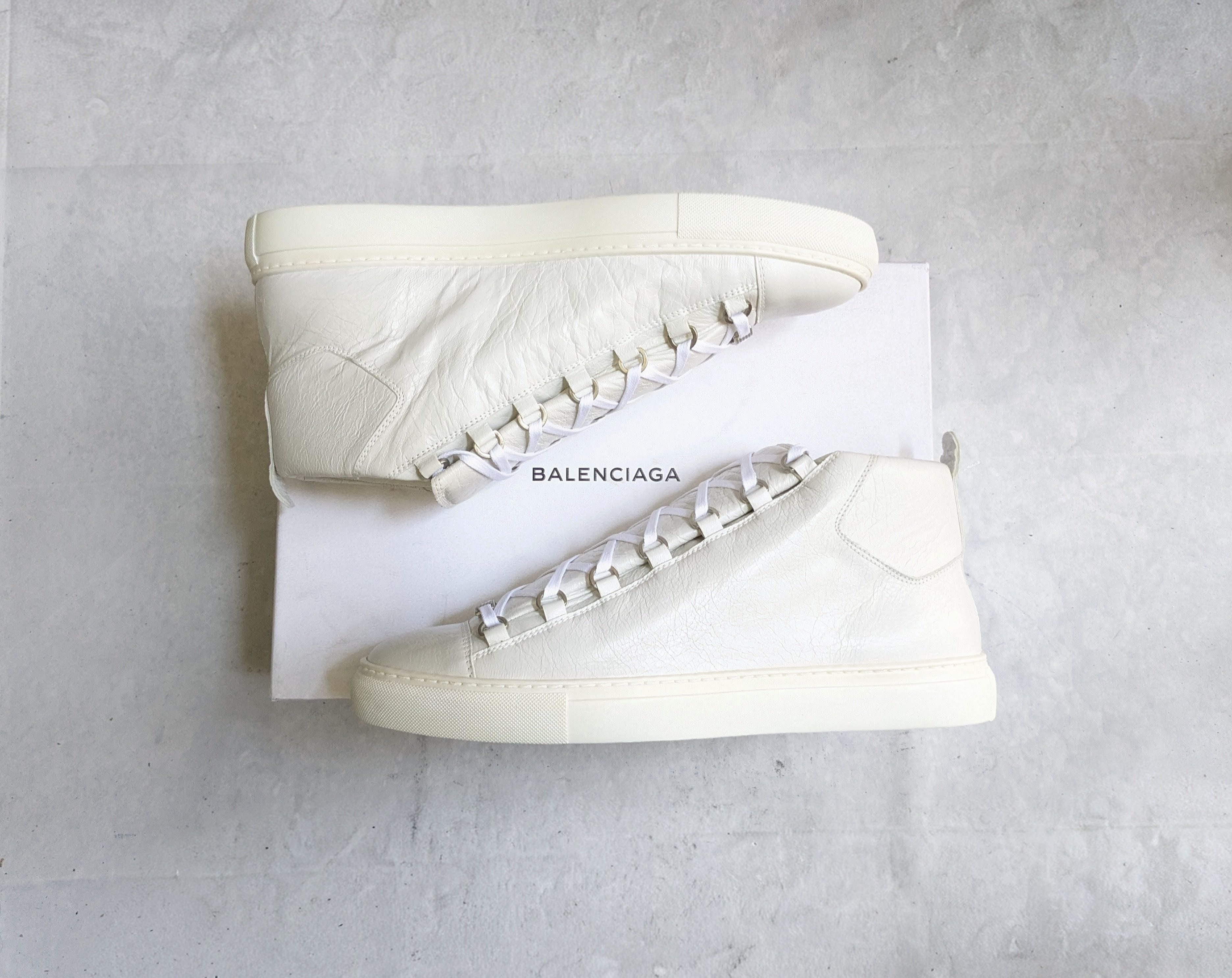 Balenciaga Balenciaga Arena Sneakers White 12 45 High Tops Leather Size US 12 / EU 45 - 1 Thumbnail