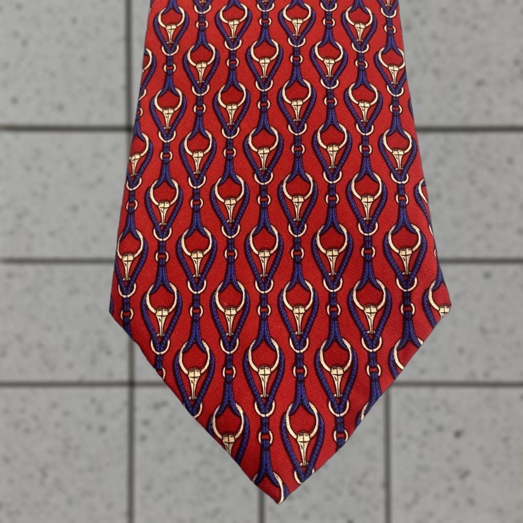 Brooks Brothers Vtg Brooks Brothers Makers Silk Tie Art Deco Chain Longhorns Bulls Red USA 4x58 Size ONE SIZE - 1 Thumbnail