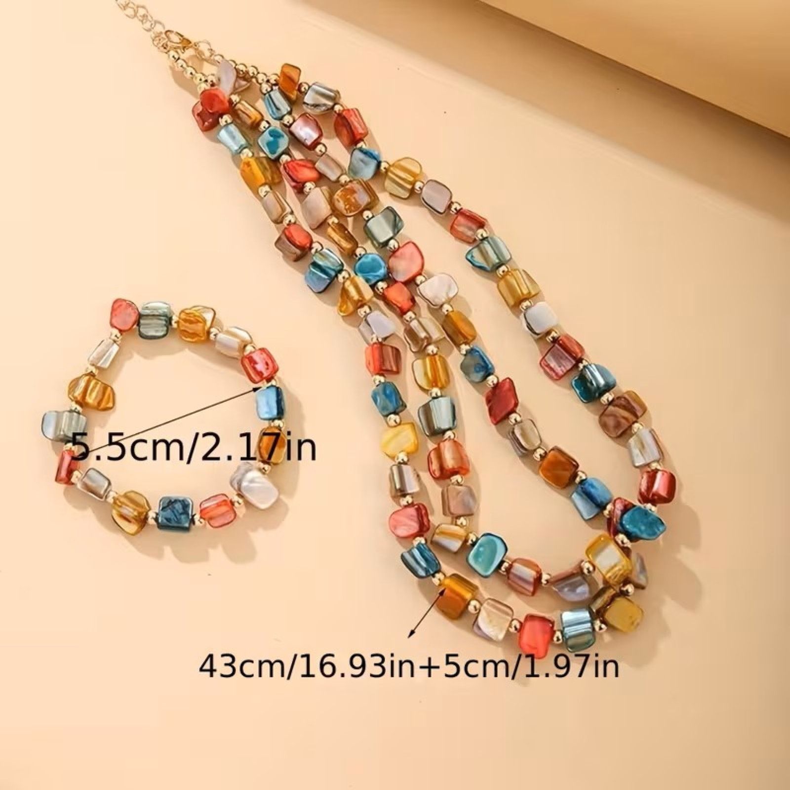 Other Boho Irregular Shell Jewelry Set - Layer Necklace & Bracelet Size ONE SIZE - 4 Thumbnail