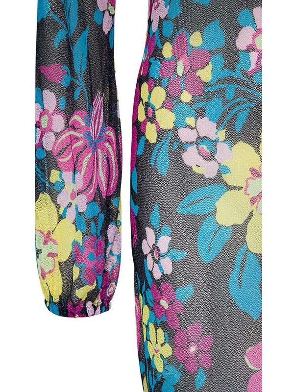 Saint Laurent Paris o1bcso1str1125 Long Knit Dress Floral Voscose in Multicolor Size XL / US 12-14 / IT 48-50 - 3 Thumbnail
