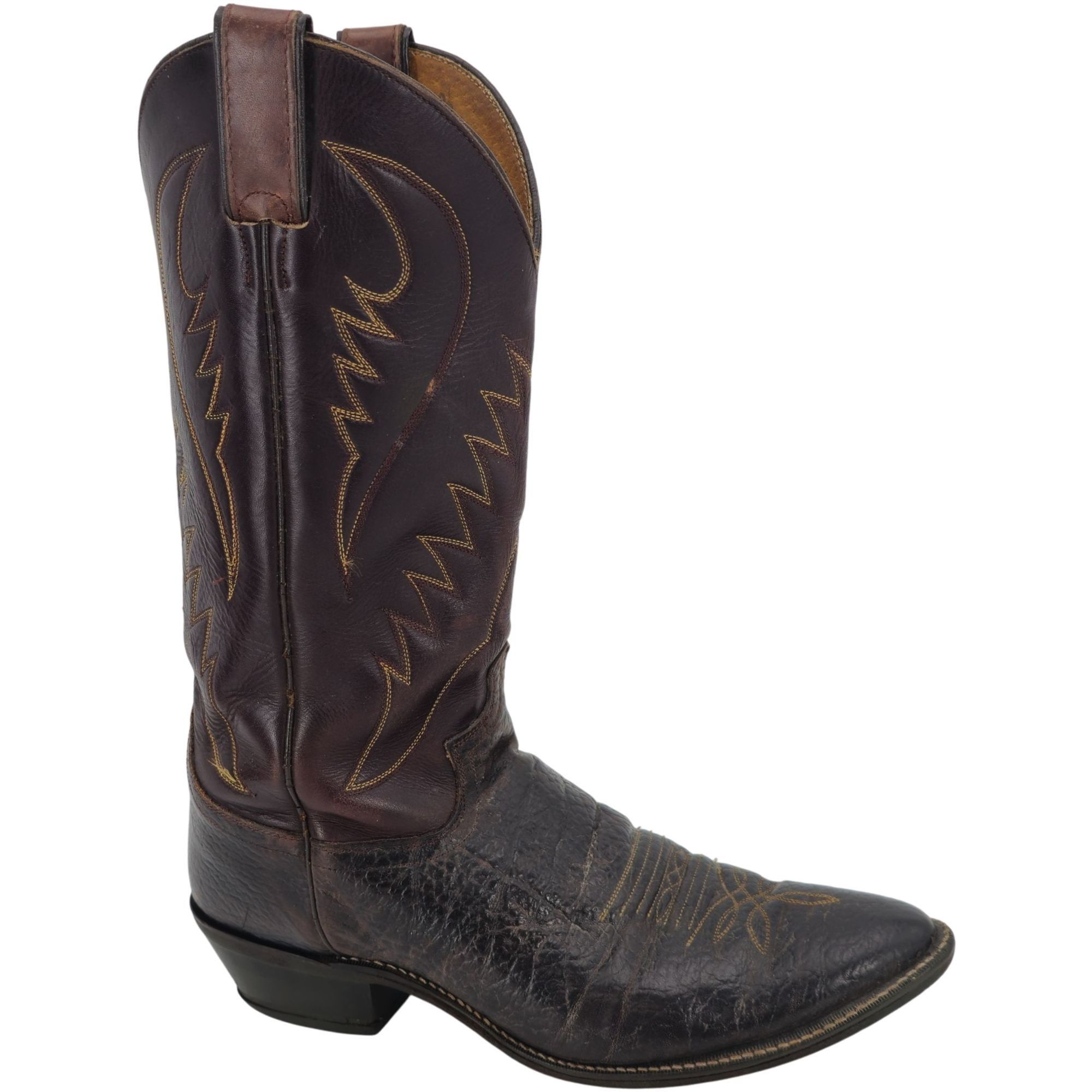 Justin Exotic Shark Boots Men size 10.5B Dark Brown Leather