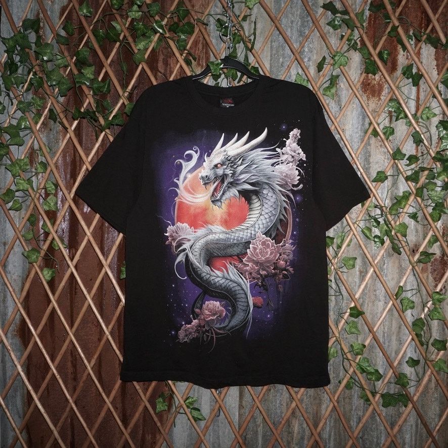 Vintage XL - Vintage Y2K big jumbo dragon flowers Japan 00s t-shirt Size US XL / EU 56 / 4 - 1 Thumbnail