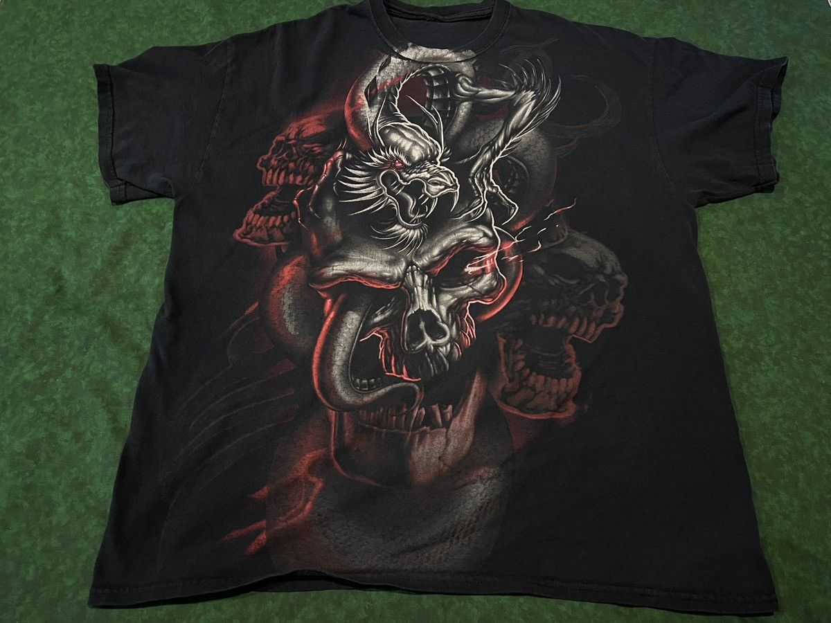 Other Vintage Streetwear Dragon & Skulls & Flames Y2K AOP T-Shirt Size US XL / EU 56 / 4 - 1 Thumbnail