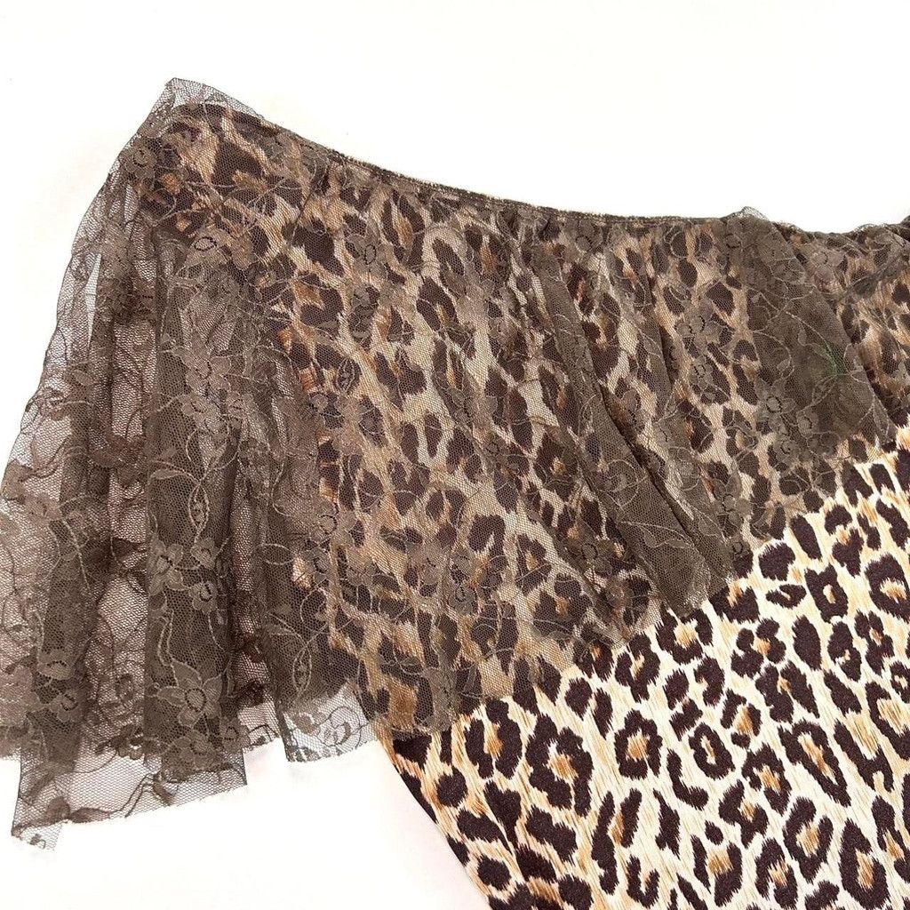 Dolce & Gabbana y2k D&G one shoulder leopard print top, lace overlay Size S / US 4 / IT 40 - 2 Thumbnail