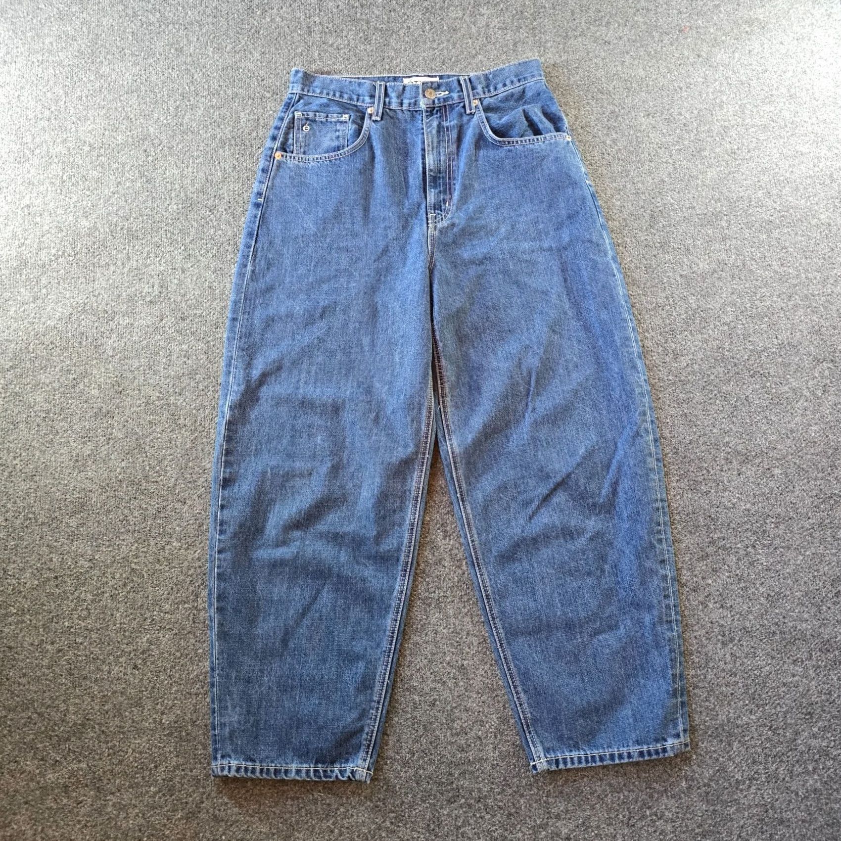 Vintage Etica Jeans Womens Size 29 Blue Barrel Leg Baggy Relaxed Ethically Made Casual Denim Pocket 5-Pocket Design Wide-Leg Inseam 27in Cotton Blend Shirt? Size 29" - 2 Thumbnail