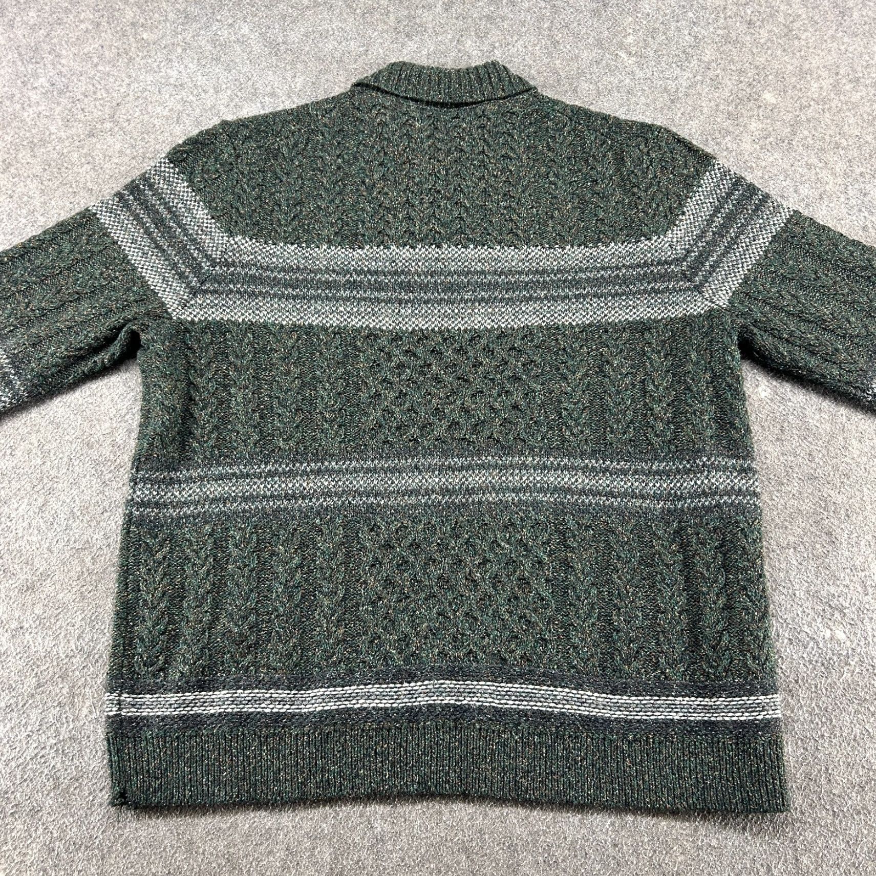 Tommy Bahama Tommy Bahama Sweater Mens XL Green Grey Pullover Wool Knit Shawl Cable Knit 90s Athletic Mens Sweater Size US XL / EU 56 / 4 - 6 Thumbnail