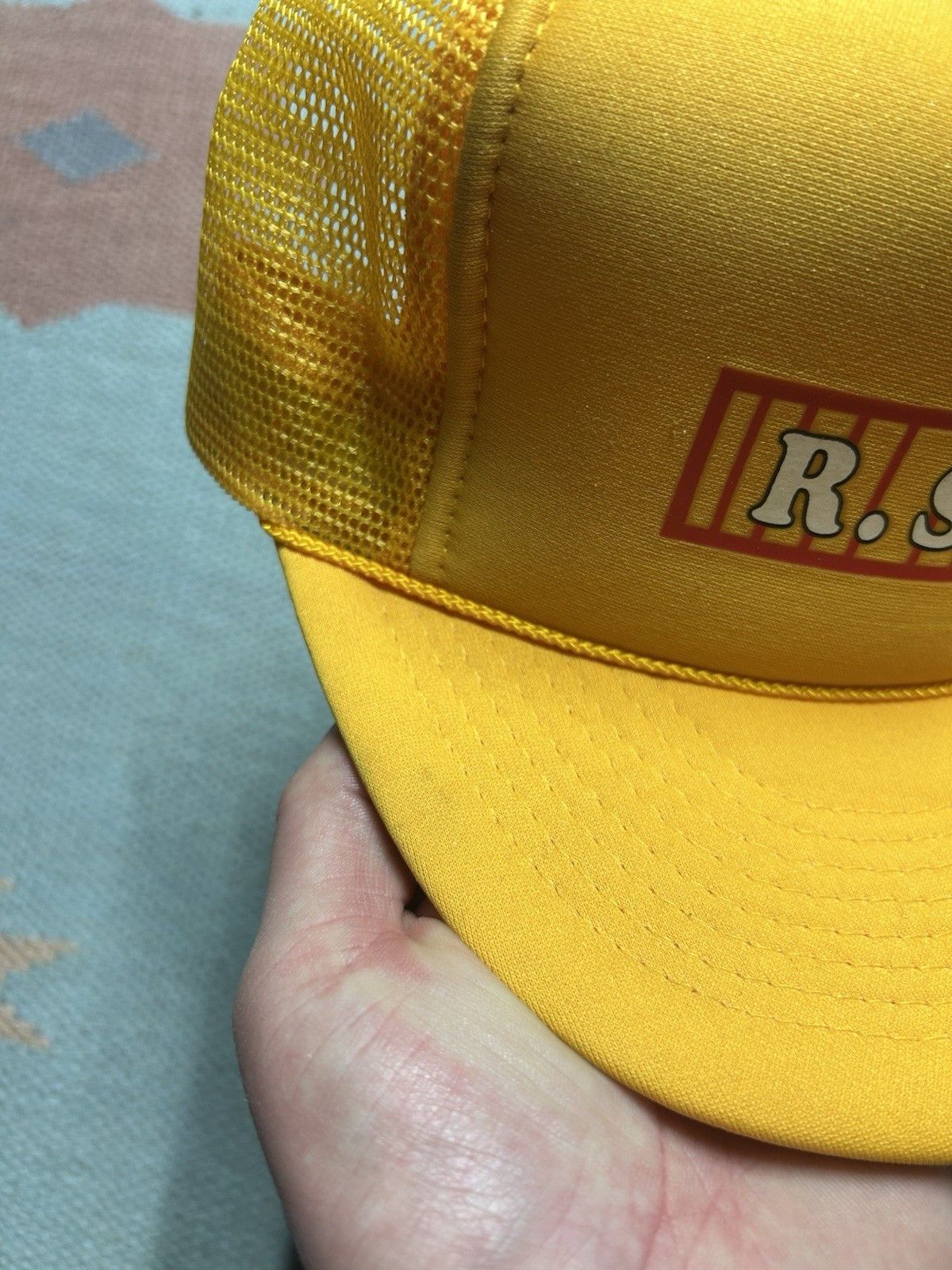 Vintage Vtg trucker hat mesh Schroeder Sod Farms Missouri yello snap Size ONE SIZE - 3 Thumbnail