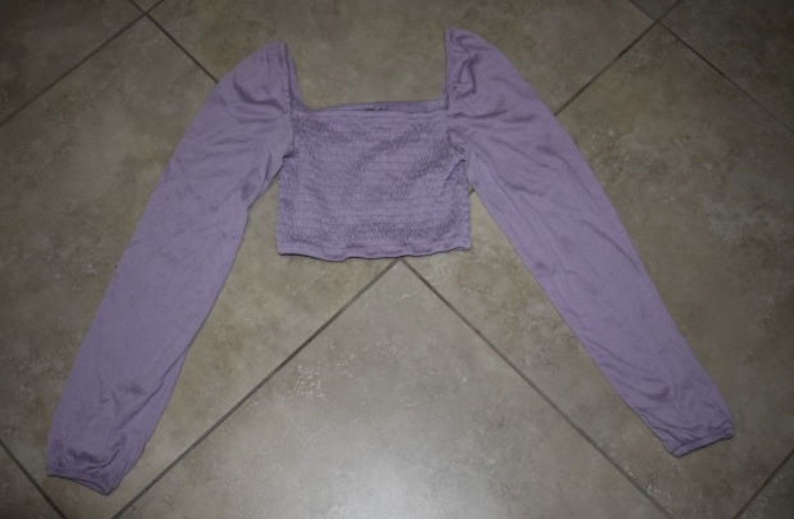 H&M H&M Stretch Lilac Purple Y2K Retro Crop Top Shirt Size XS / US 0-2 / IT 36-38 - 1 Thumbnail