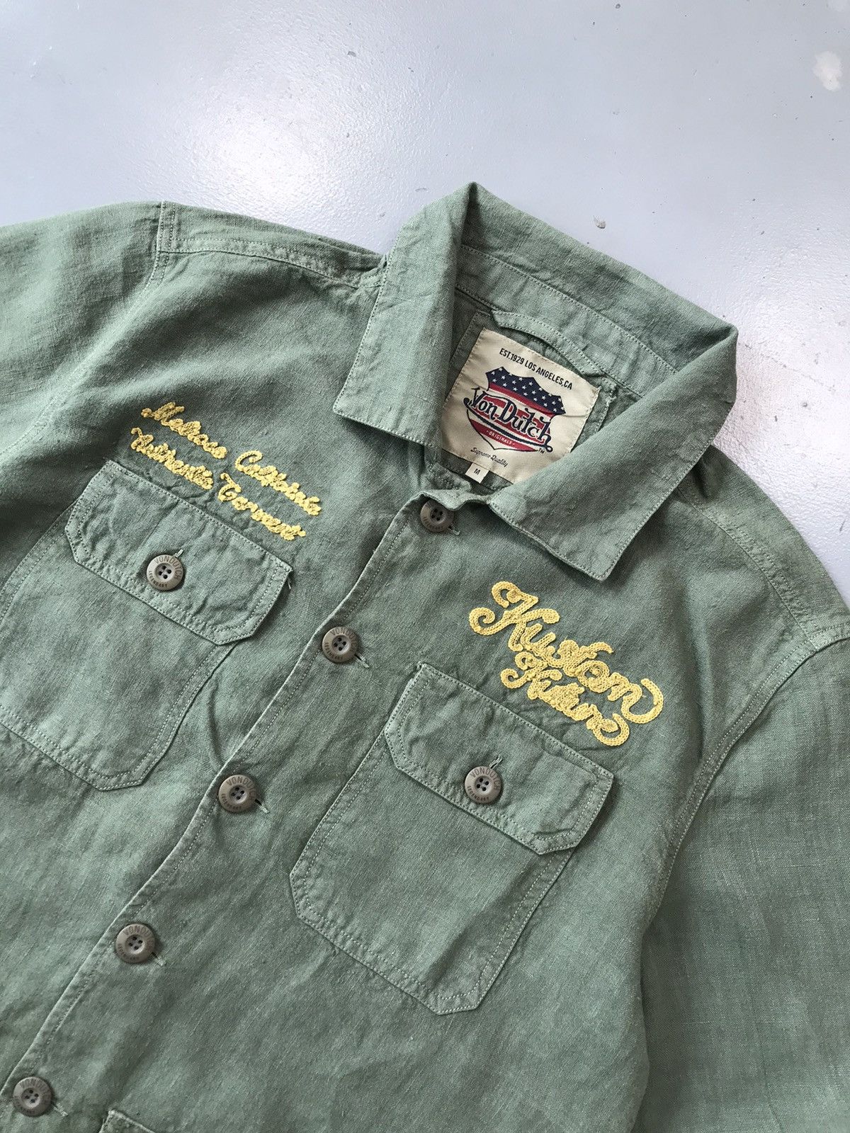 Vintage × Von Dutch Crazy Von Dutch SpellOut button up chore shirt Size US M / EU 48-50 / 2 - 3 Thumbnail