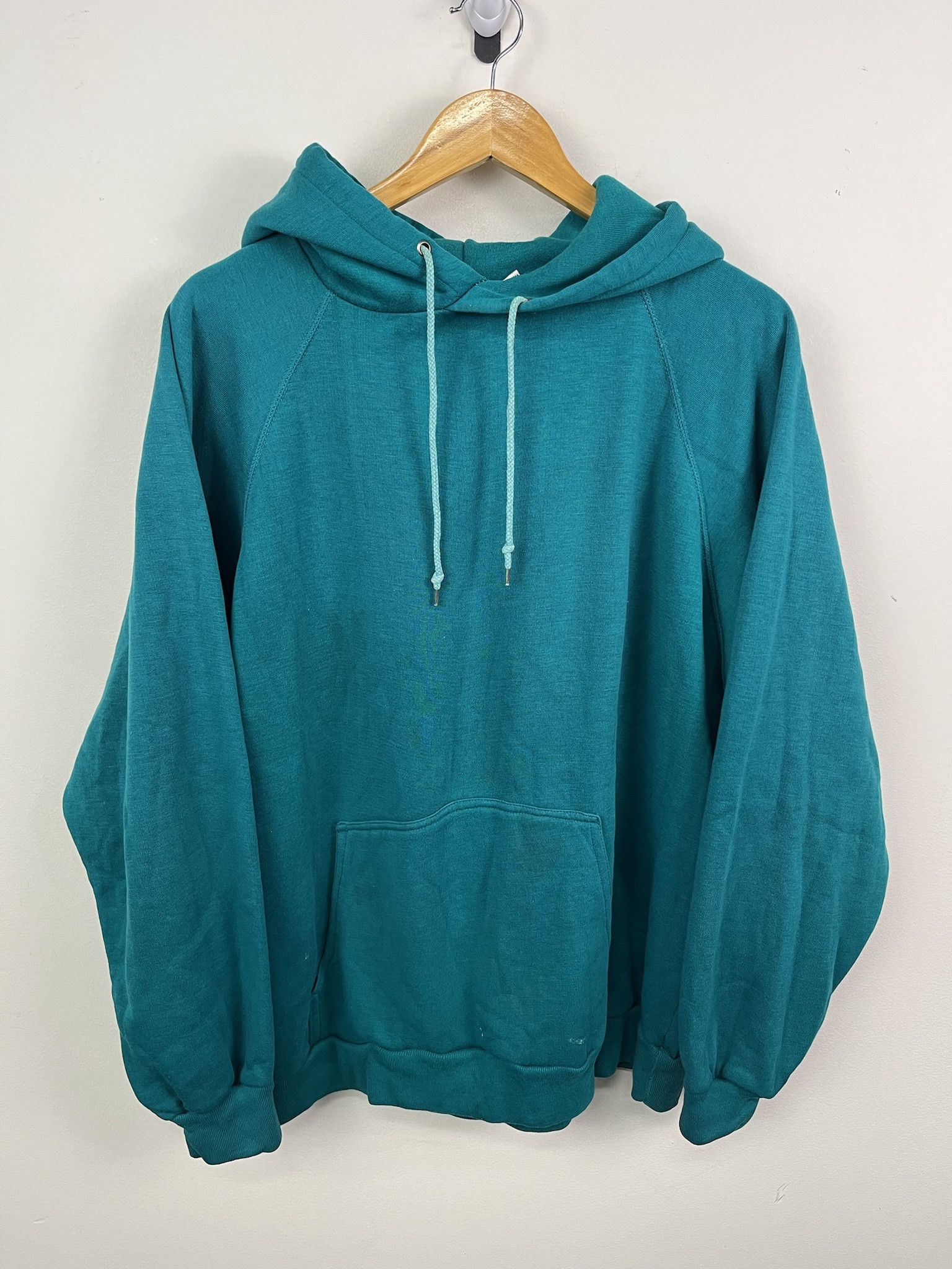Vintage Vintage 90's MacGregor Blank Teal Pullover Hoodie SIze XL Size US XL / EU 56 / 4 - 1 Thumbnail