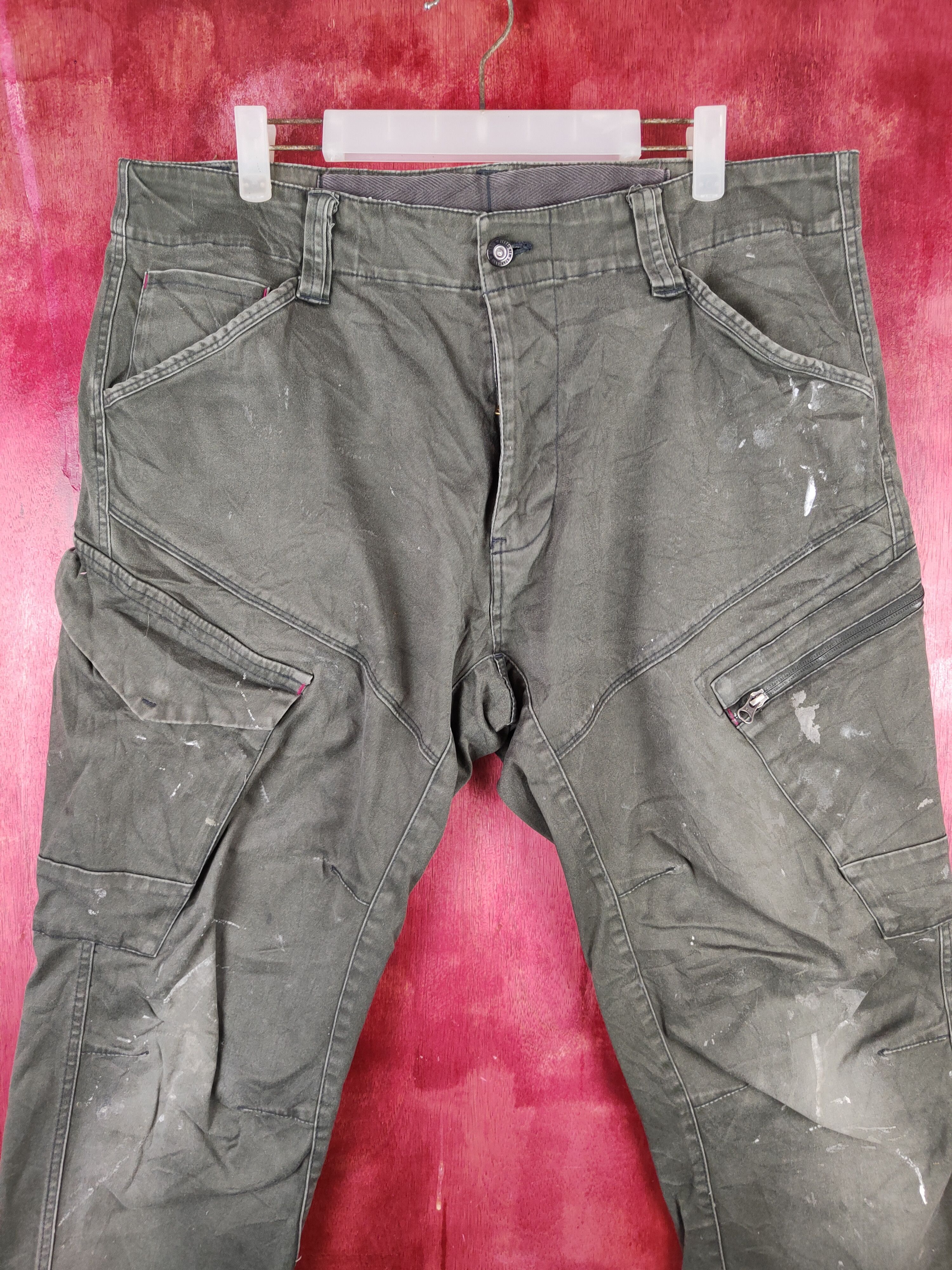 Japanese Brand Genba Dark Olive Multipocket Cargo Pants #S1285 Size US 37 - 2 Thumbnail