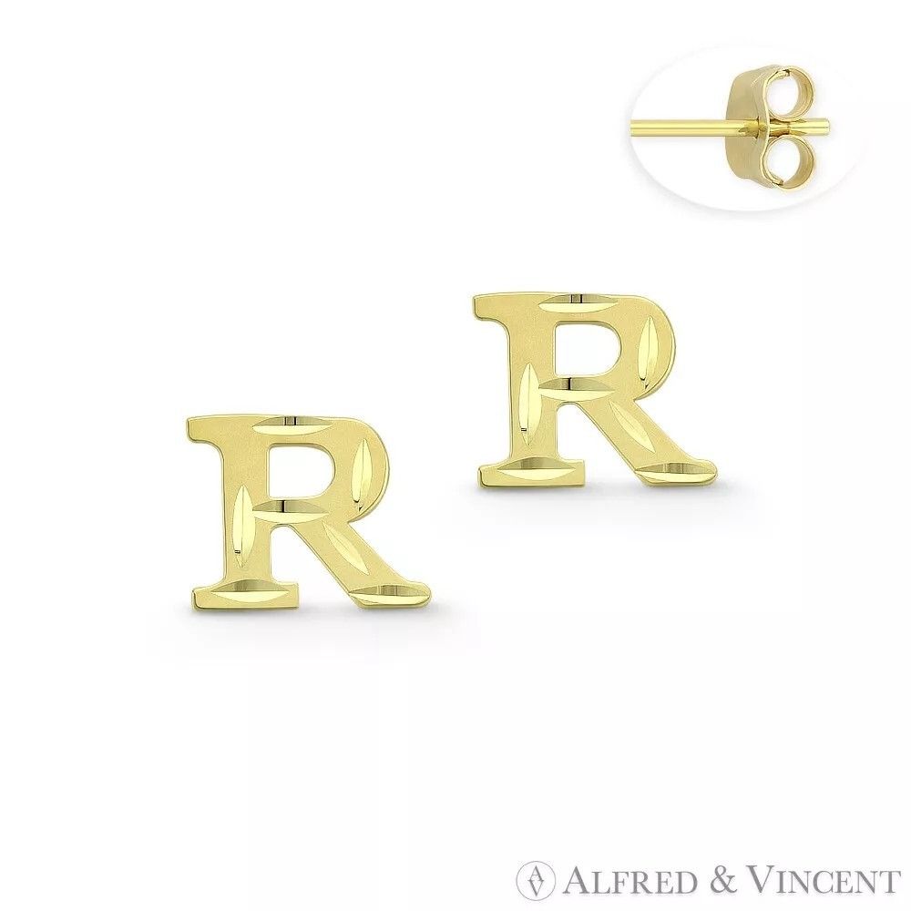 Other Initial Letter "R" Stud Earrings with Push-Back Posts Size ONE SIZE - 1 Preview