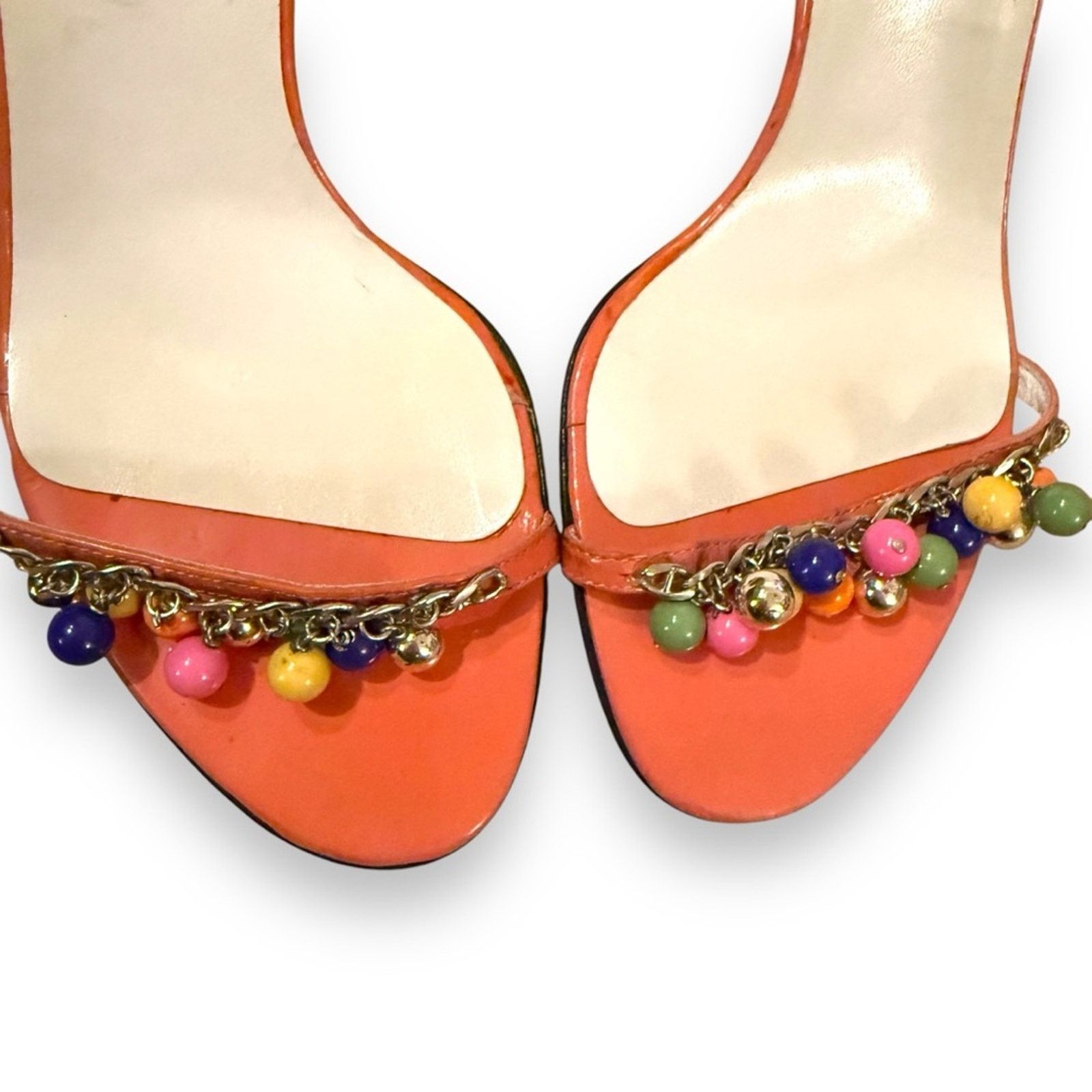 Dolce & Gabbana Dolce & Gabbana Y2K Vernice Leather Coral Pink Beaded Heels Size US 8.5 / IT 38.5 - 5 Thumbnail