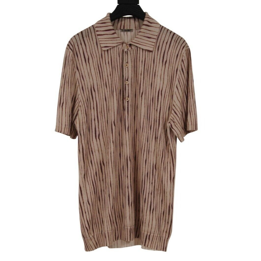Bottega Veneta Striped Polo Shirt IT 54 Brown Red Size US L / EU 52-54 / 3 - 1 Thumbnail