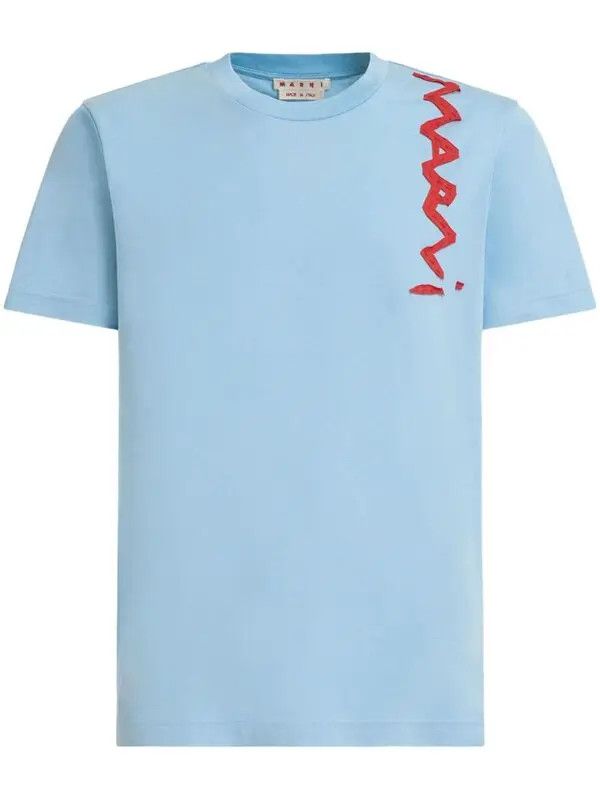 Marni o1w1db11125 Lettering-Deteiling T-Shirt in Blue Size US L / EU 52-54 / 3 - 1 Thumbnail