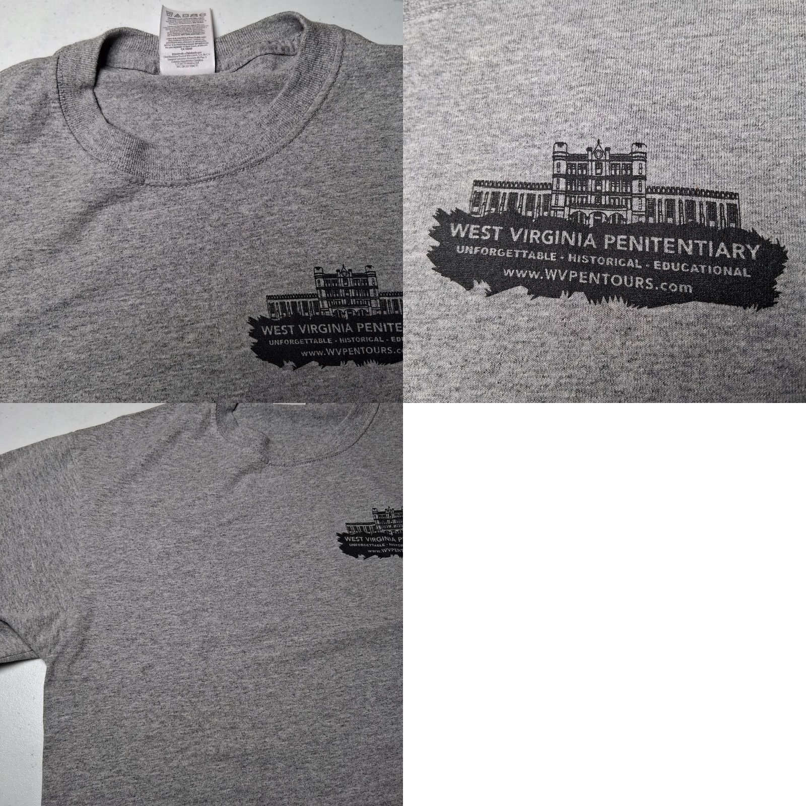 Jerzees VINTAGE West Virginia Penitentiary Shirt Medium Gray Moundsville Historic Prison Jail Size US M / EU 48-50 / 2 - 8 Thumbnail